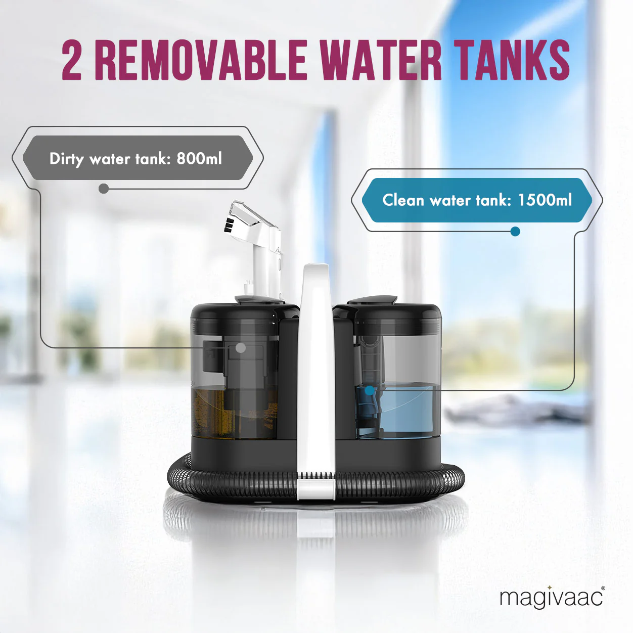 600W Spot Cleaner and Stain Remover Vacuum with Clear and Dirty Water Tanks