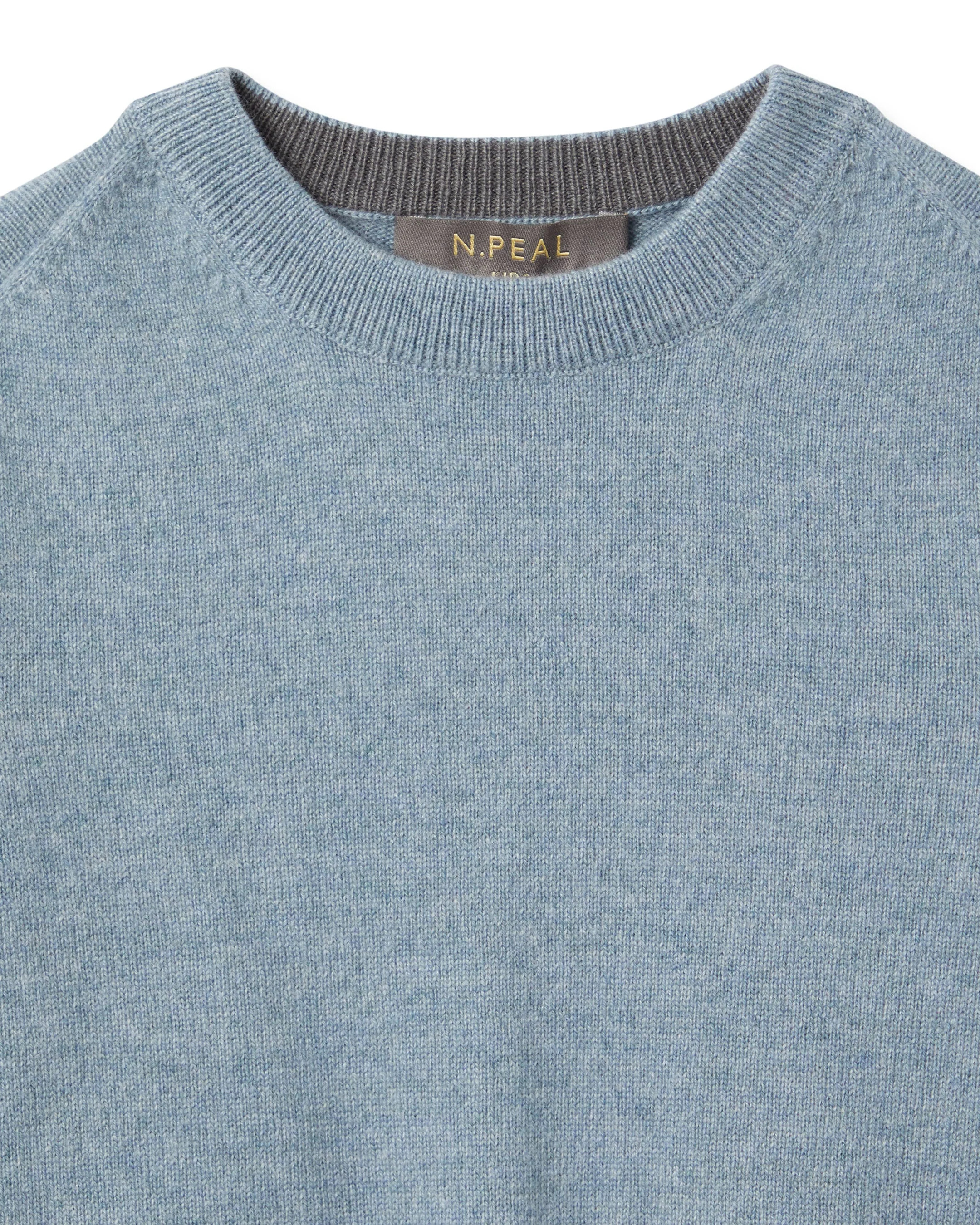 Boys Round Neck Cashmere Sweater Heather Blue
