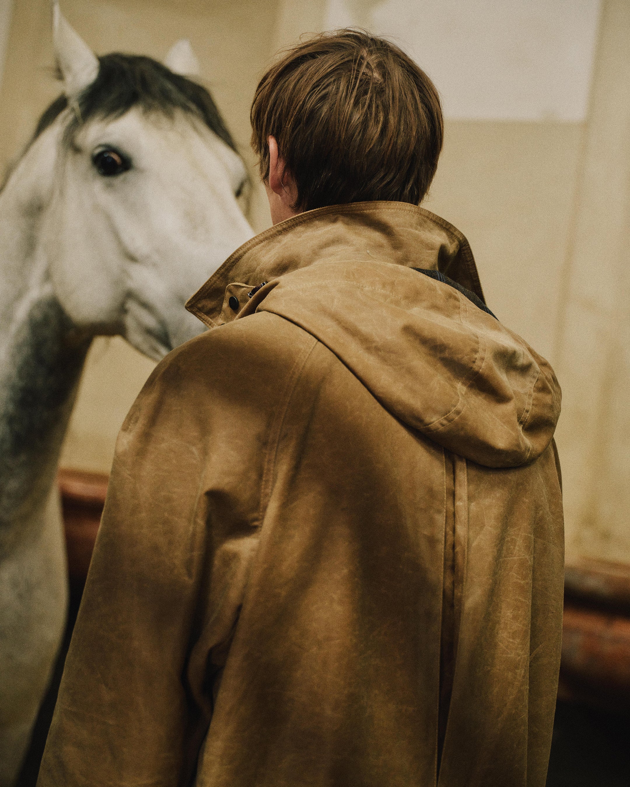 Men's Wax Riding Coat Taupe Brown