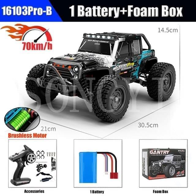 1:16 50KM/H Or 70KM/H 4WD RC Car LED Headlights 2.4G Waterproof Remote Control Cars High Speed Drift Monster Truck for Kids Toy