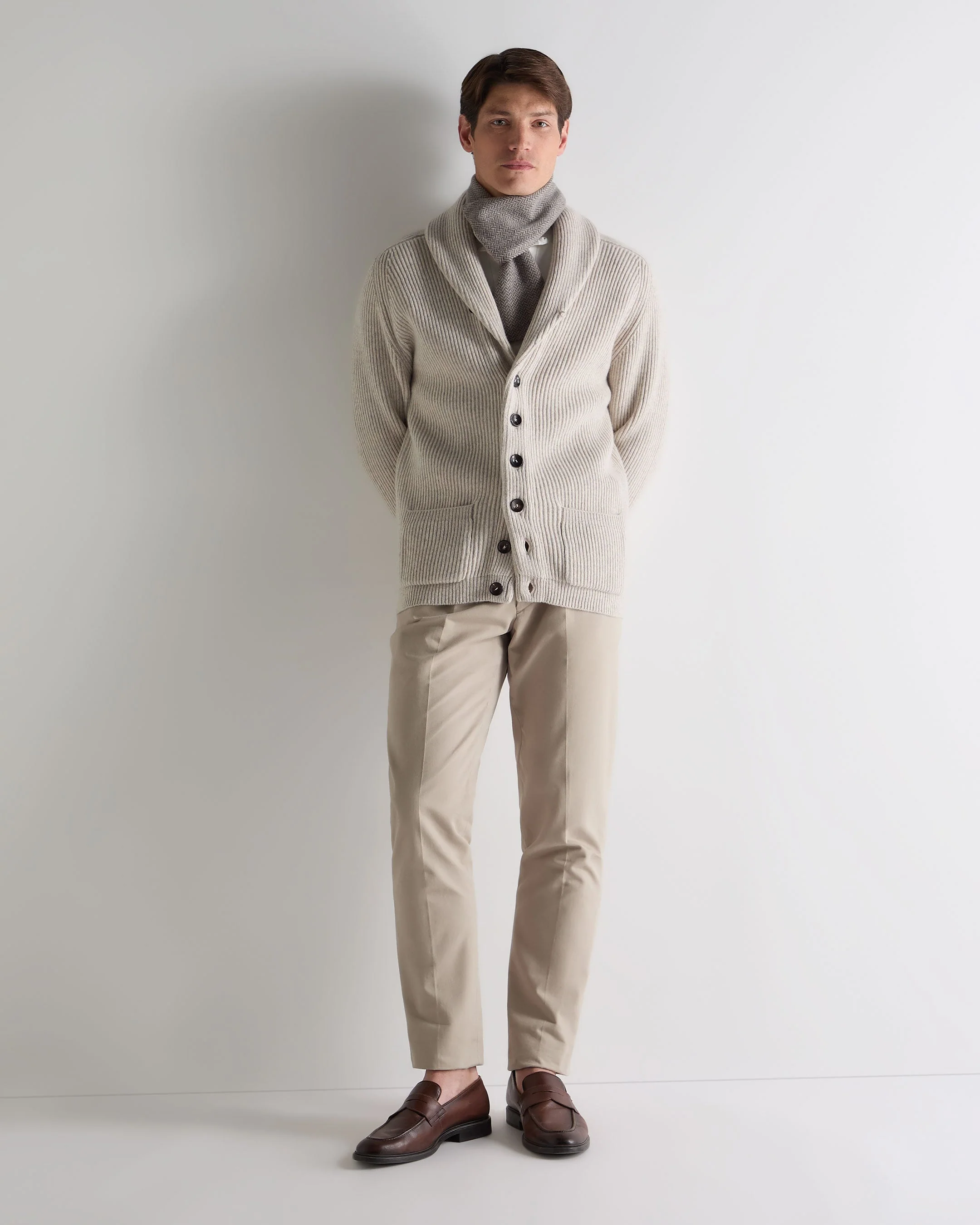 Men's Kensington Cashmere Cardigan Ash Grey Marl