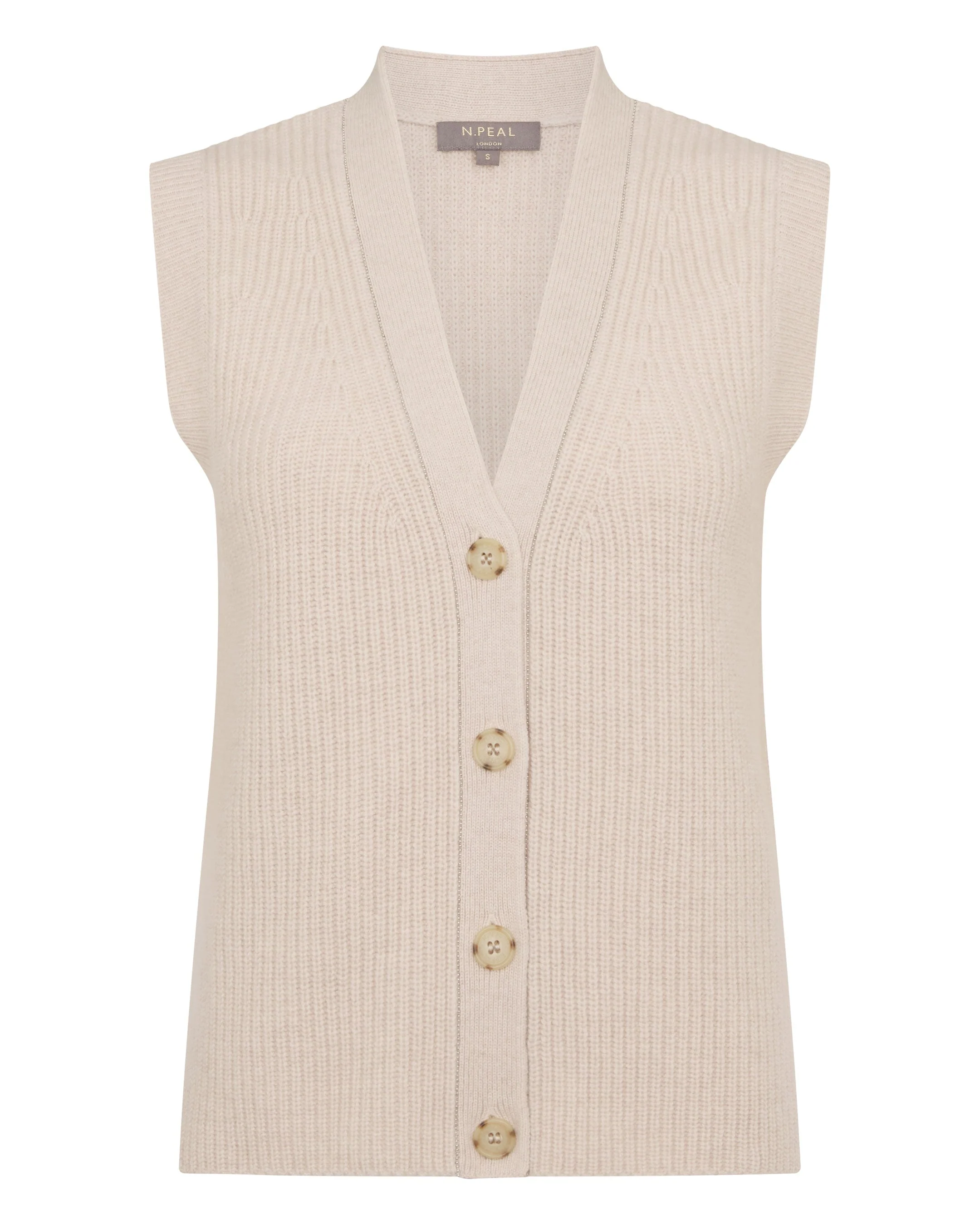 Women's V Neck Cashmere Tank Top Ecru White