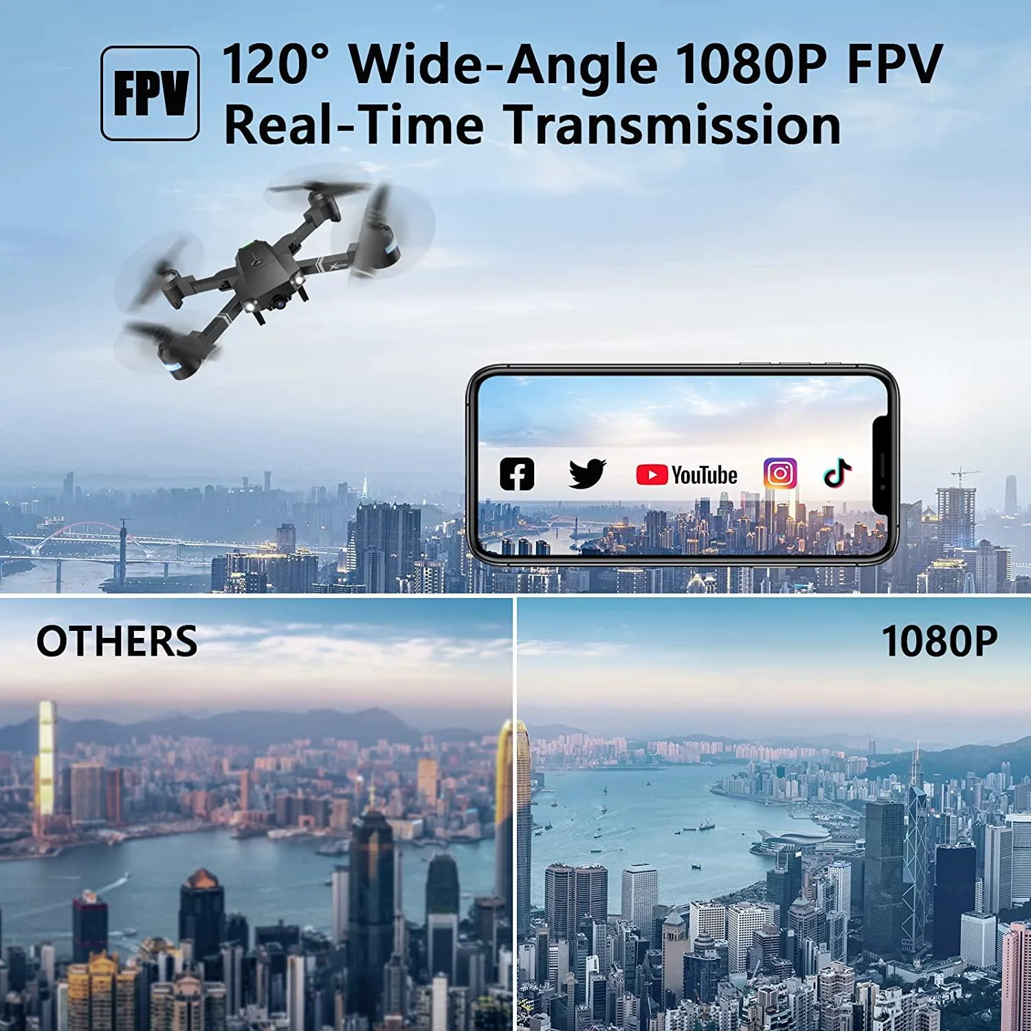 ATTOP X-PACK 18 Camera Drone - 1080P FPV Drones with Carrying Case, Long Distance Quadcopter Equipped w/2 batteries, One key Return/Emergency Stop, ATTOP Drones for Adults/Beginners, Girls/Boys Gifts