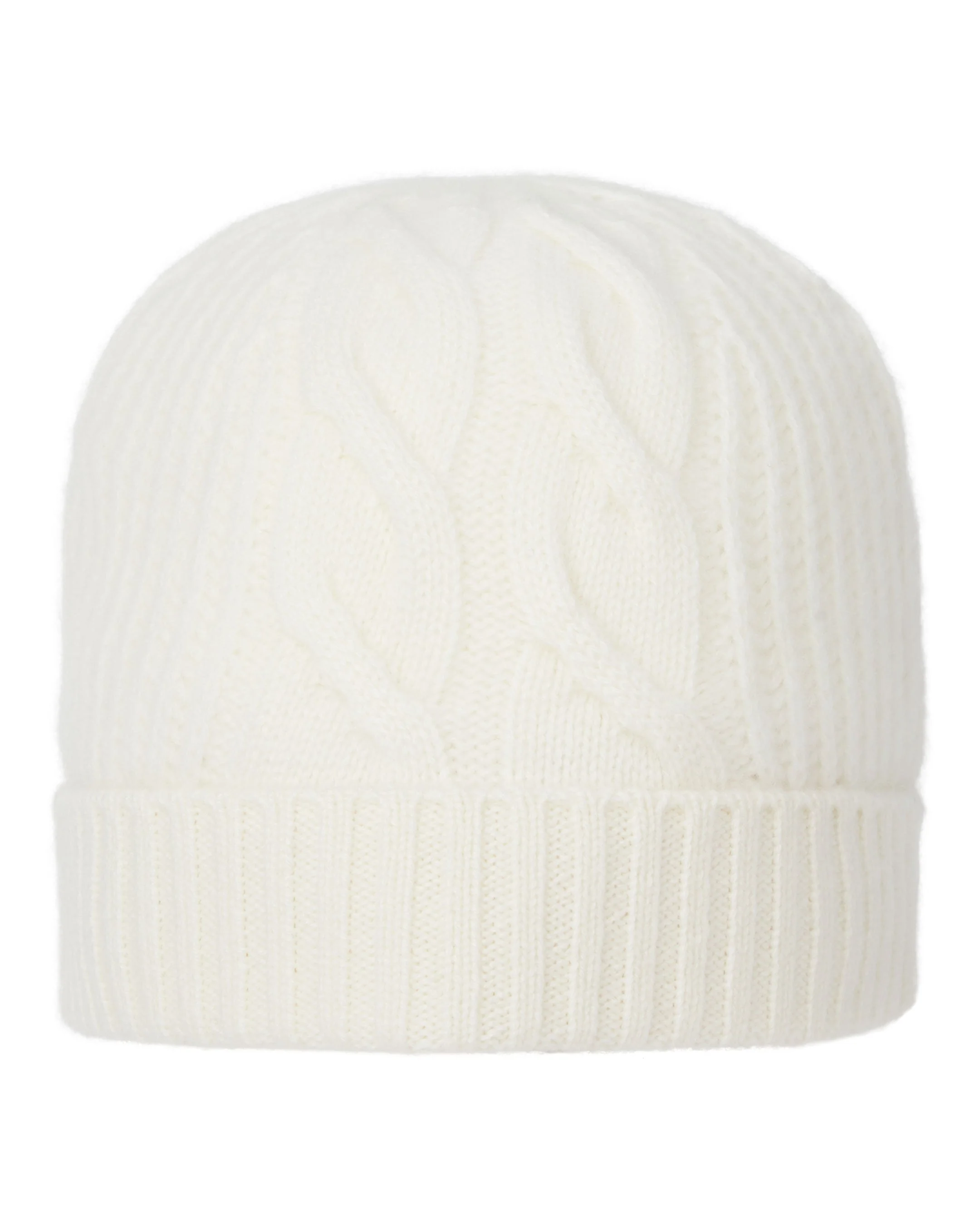Women's Cable Rib Cashmere Hat New Ivory White