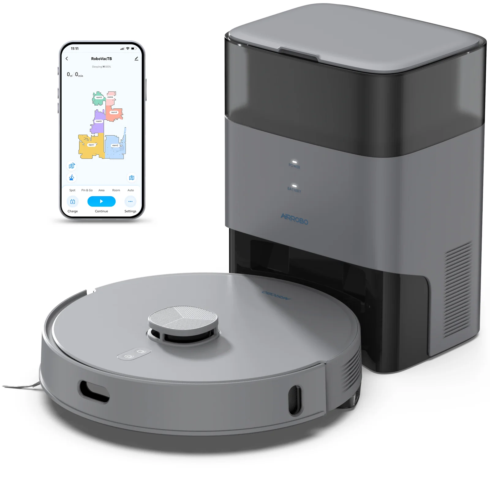 AIRROBO T25+ Robot Vacuum and Mop Cleaner - Self-Empty, 5500Pa Suction, Ultrasonic Carpet Detection