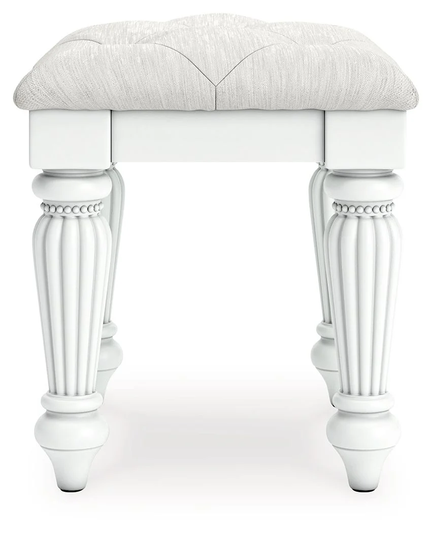 Kozlani - Vanity Upholstered Stool - White