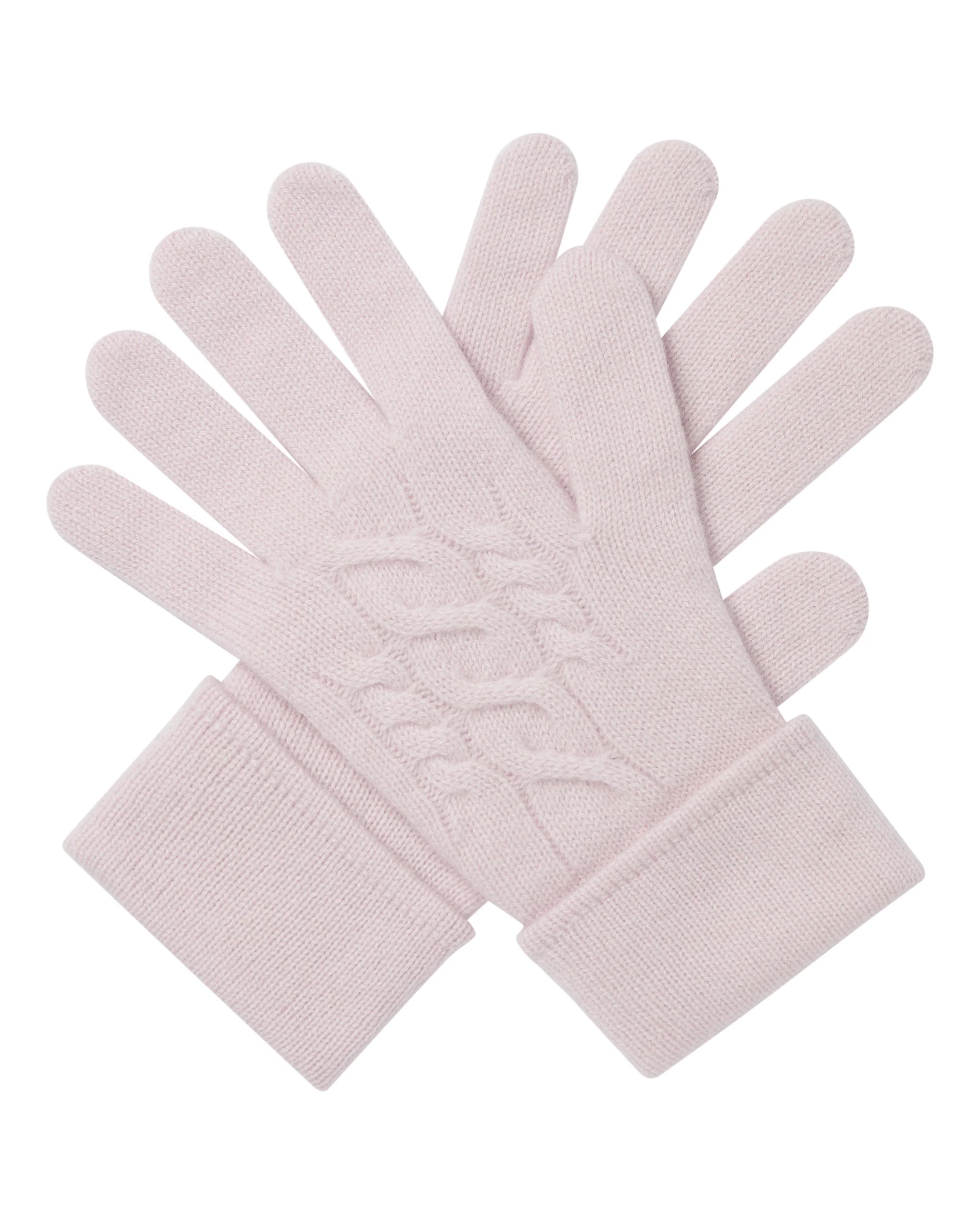 Women's Cable Cashmere Gloves Chalk Pink