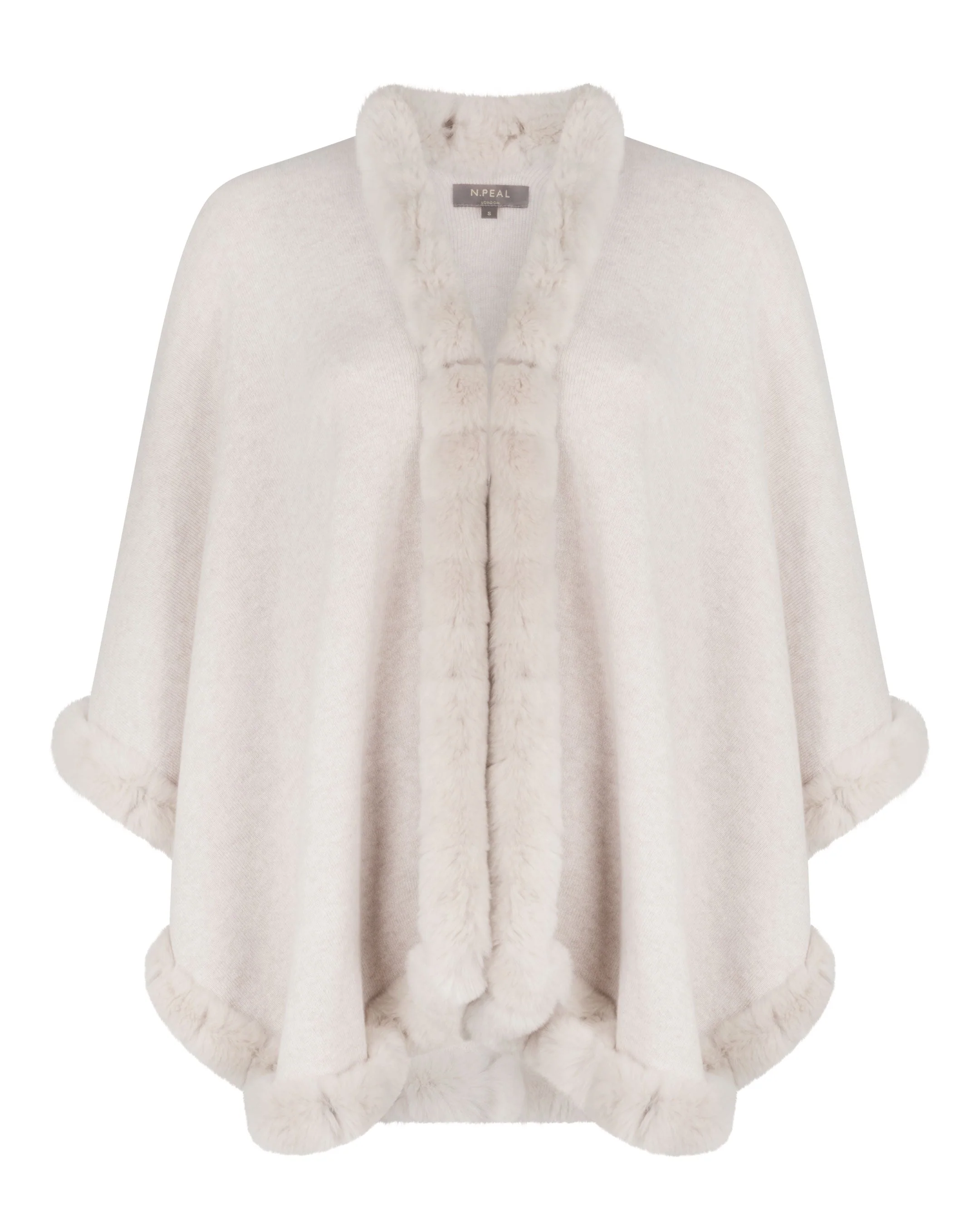 Women's Ayla Fur Trim Cashmere Cape Frost White