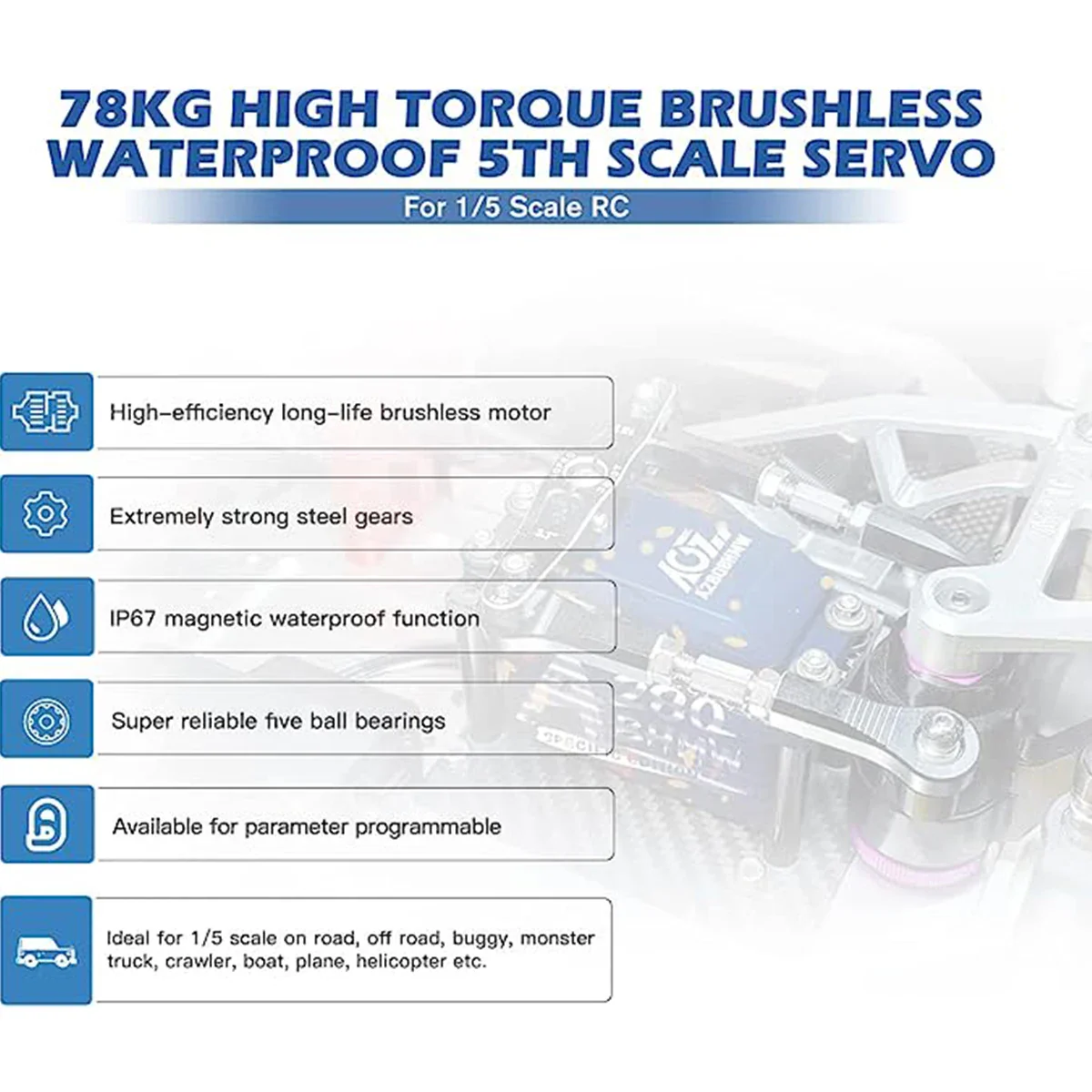 Anniversary Edition AGFRC A280BHMW - 78KG High Torque Waterproof Brushless For 1/5 Scale RC Racing Servo Large Aircraft Car Boat