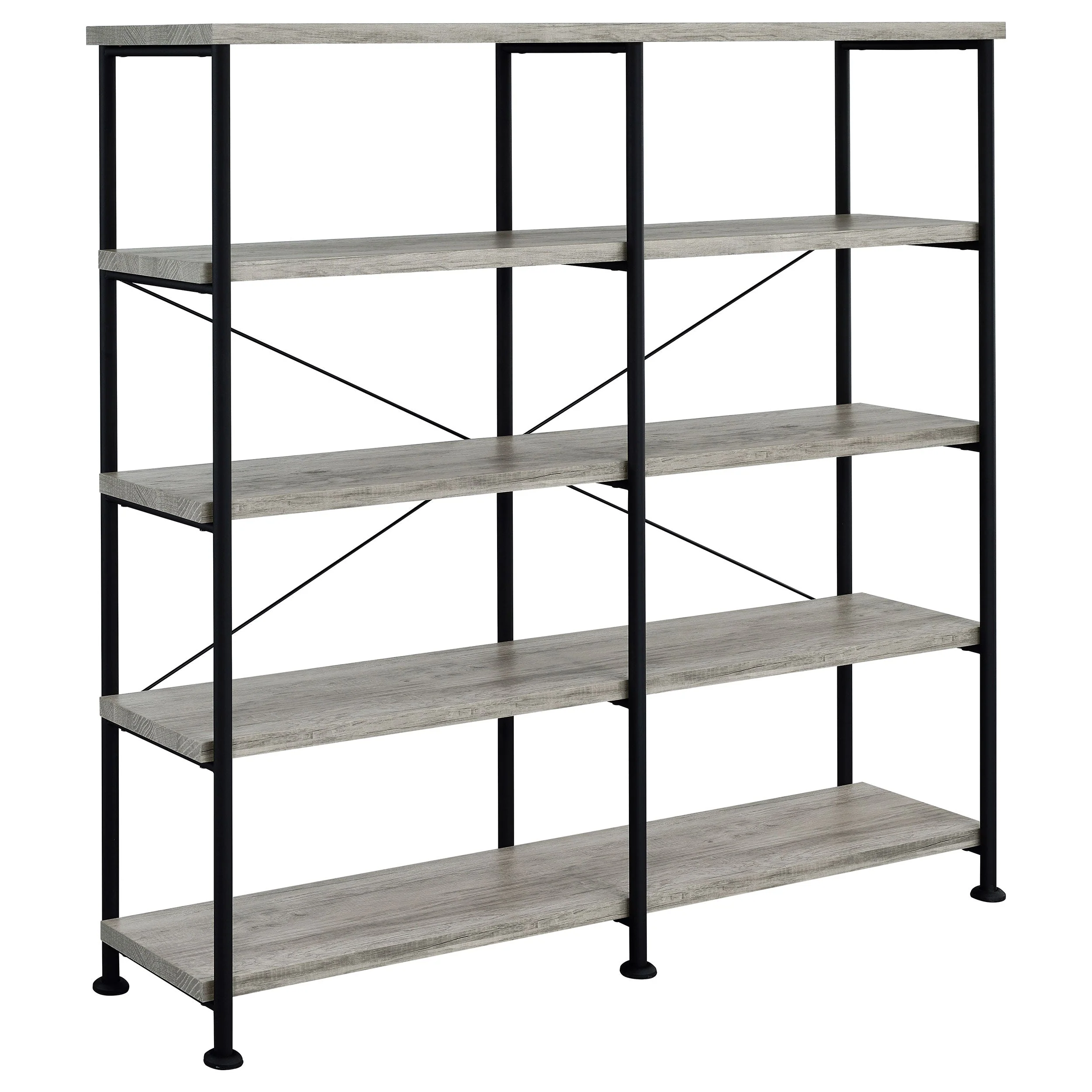 Analiese 63-inch 4-shelf Double Bookshelf Grey Driftwood
