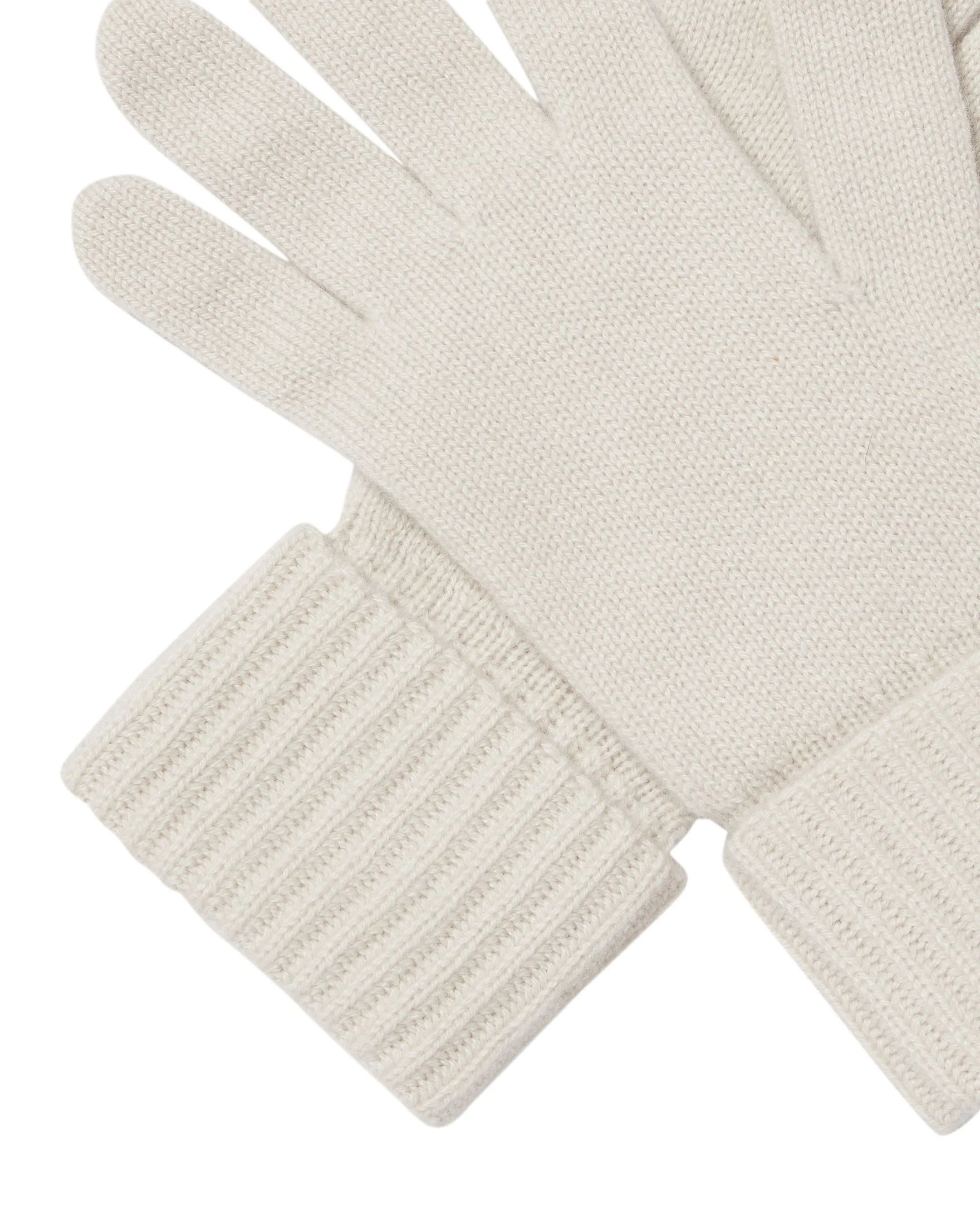 Women's Ribbed Cashmere Gloves Snow Grey