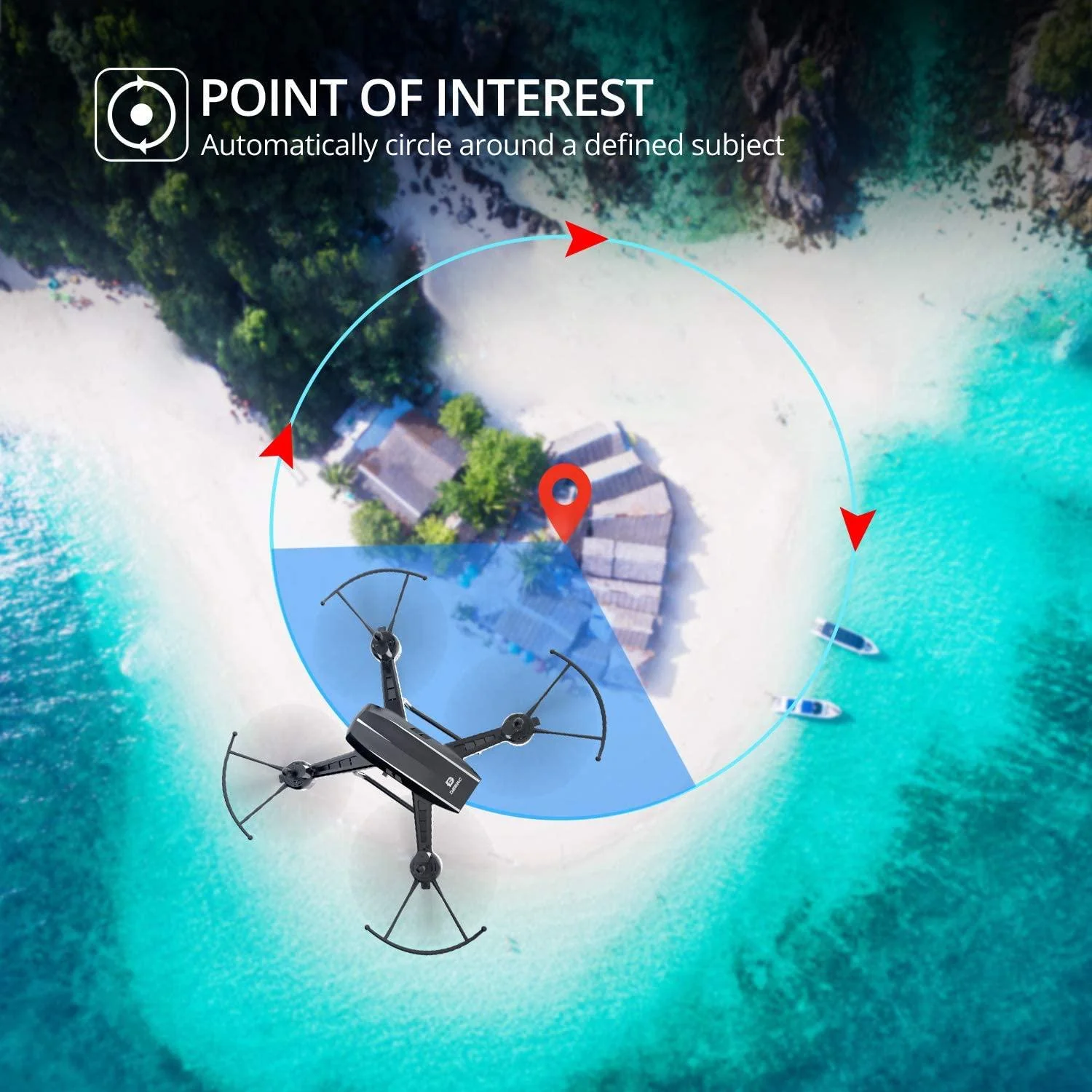 DEERC D50 Drone - with Camera for Adults 2K Ultra HD FPV Live Video 120° Wide Angle, Altitude Hold, Headless Mode, Gesture Selfie, Waypoints Functions RC Quadcopter with 2 Batteries and Backpack