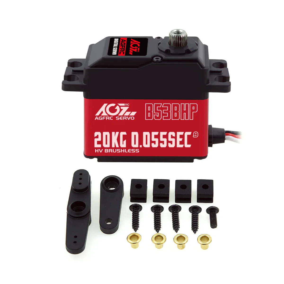 AGFRC B53BHP V2 - Brushless RC Servo HV 20KG Upgraded Steel Gear Programmable Digital Standard Servo for 1/10 RC Car Boat Crawler