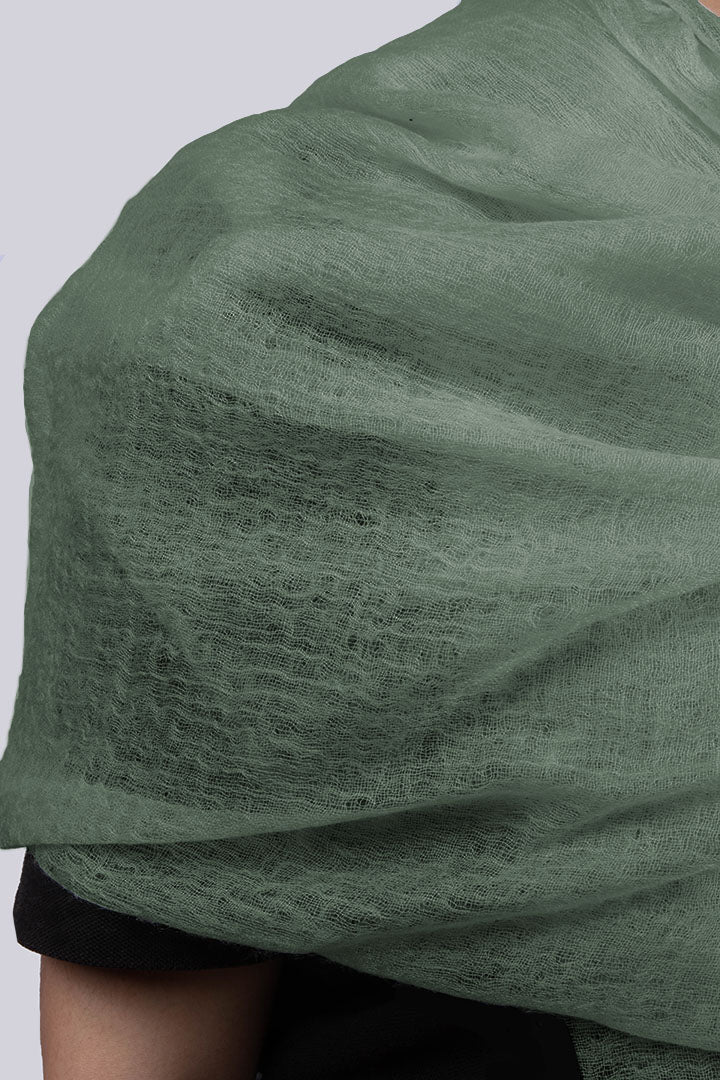 Handwoven Cashmere Scarf Shawl in Mineral Green
