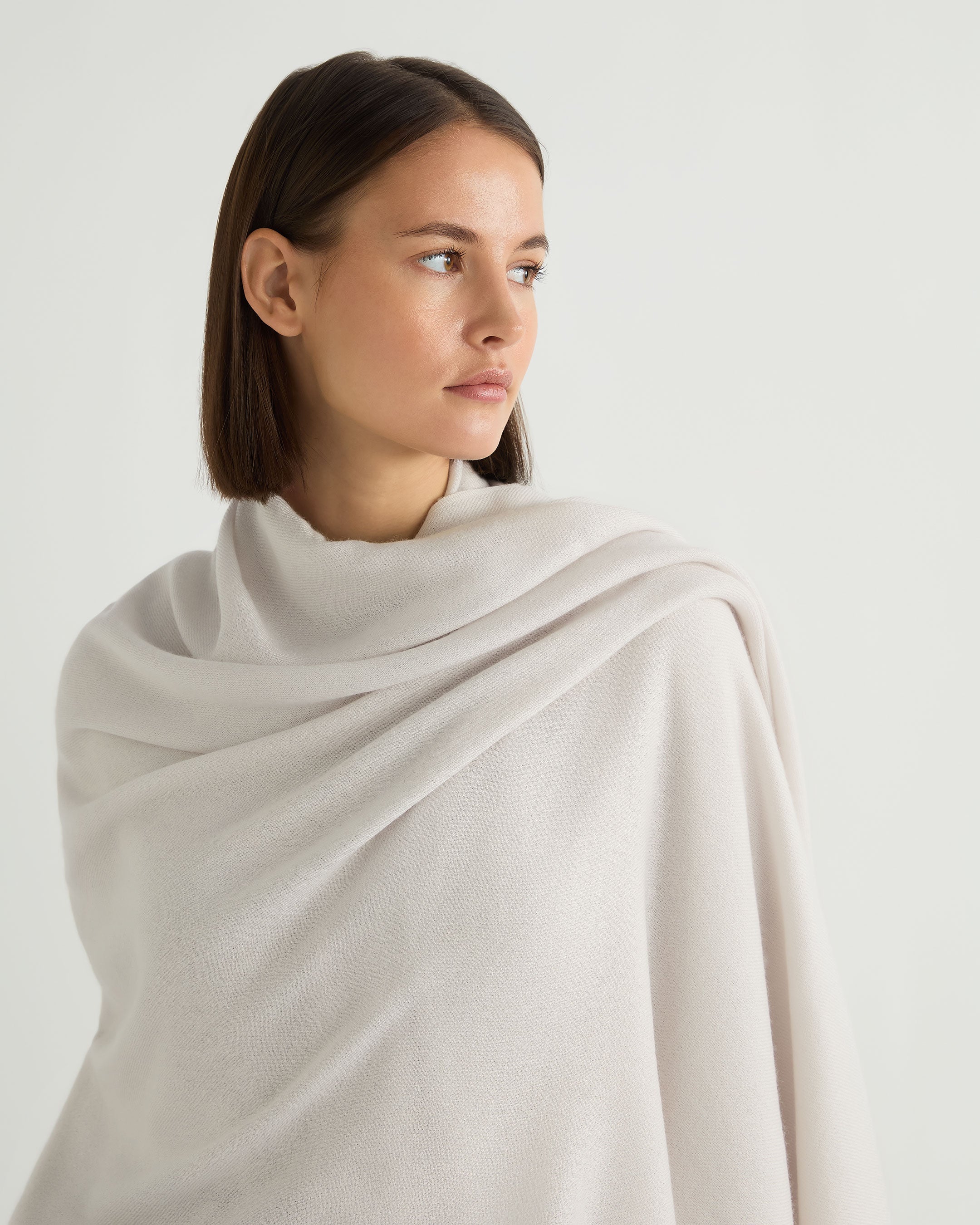 Women's Pashmina Cashmere Shawl Frost White