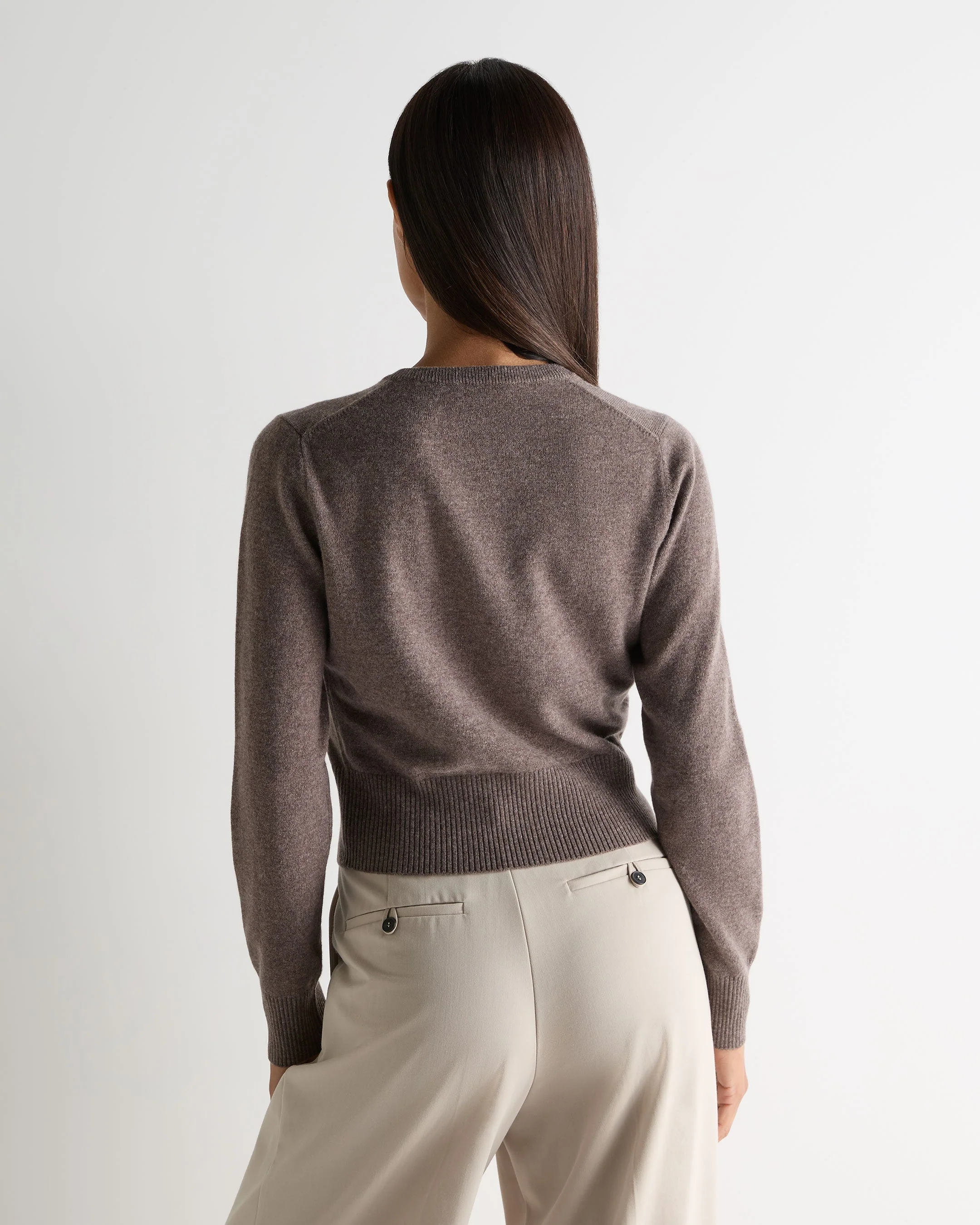 Women's Ivy Cropped Cashmere Cardigan Otter Brown