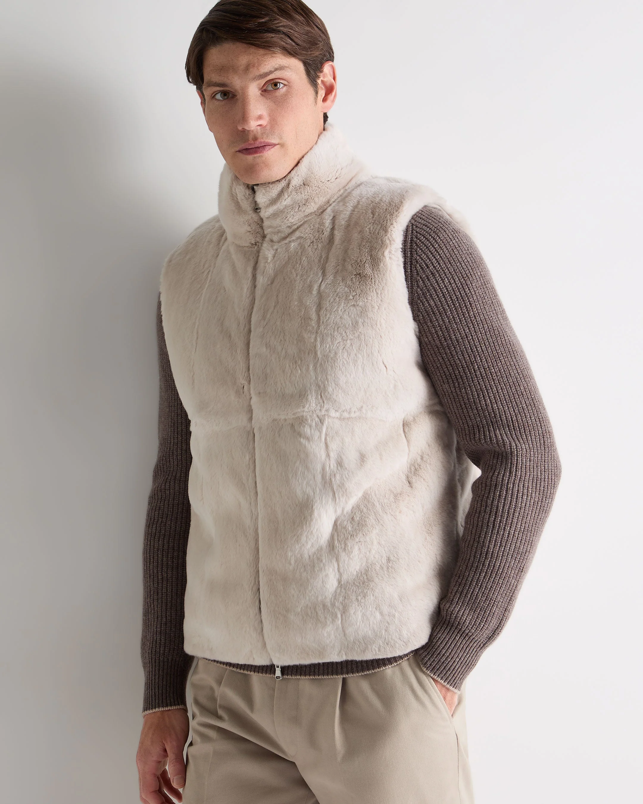 Men's Dolomiti Cable Fur Gilet Ash Grey Marl