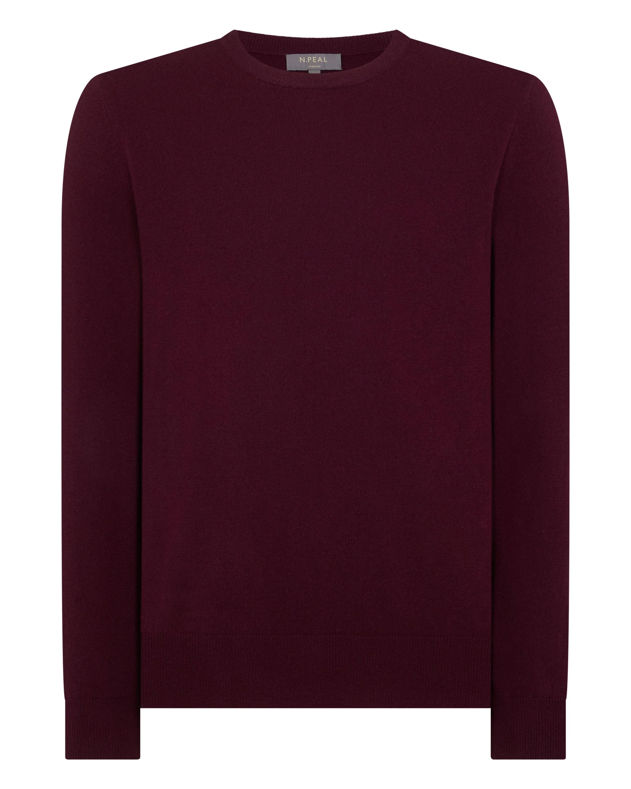 Men's Oxford Round Neck Cashmere Sweater Bordeaux Red