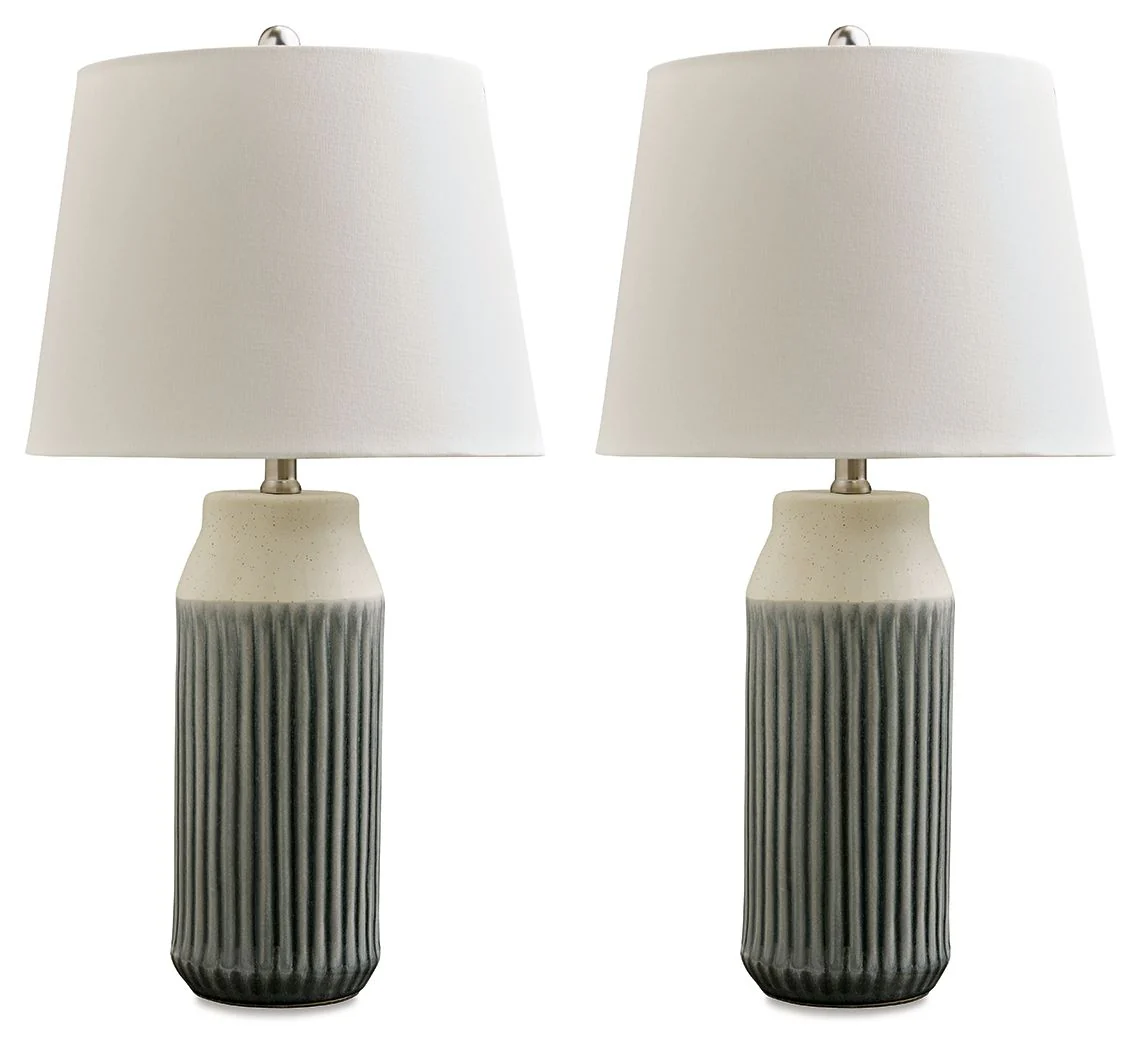 Afener - Ceramic Table Lamp (Set of 2) - Blue / Beige