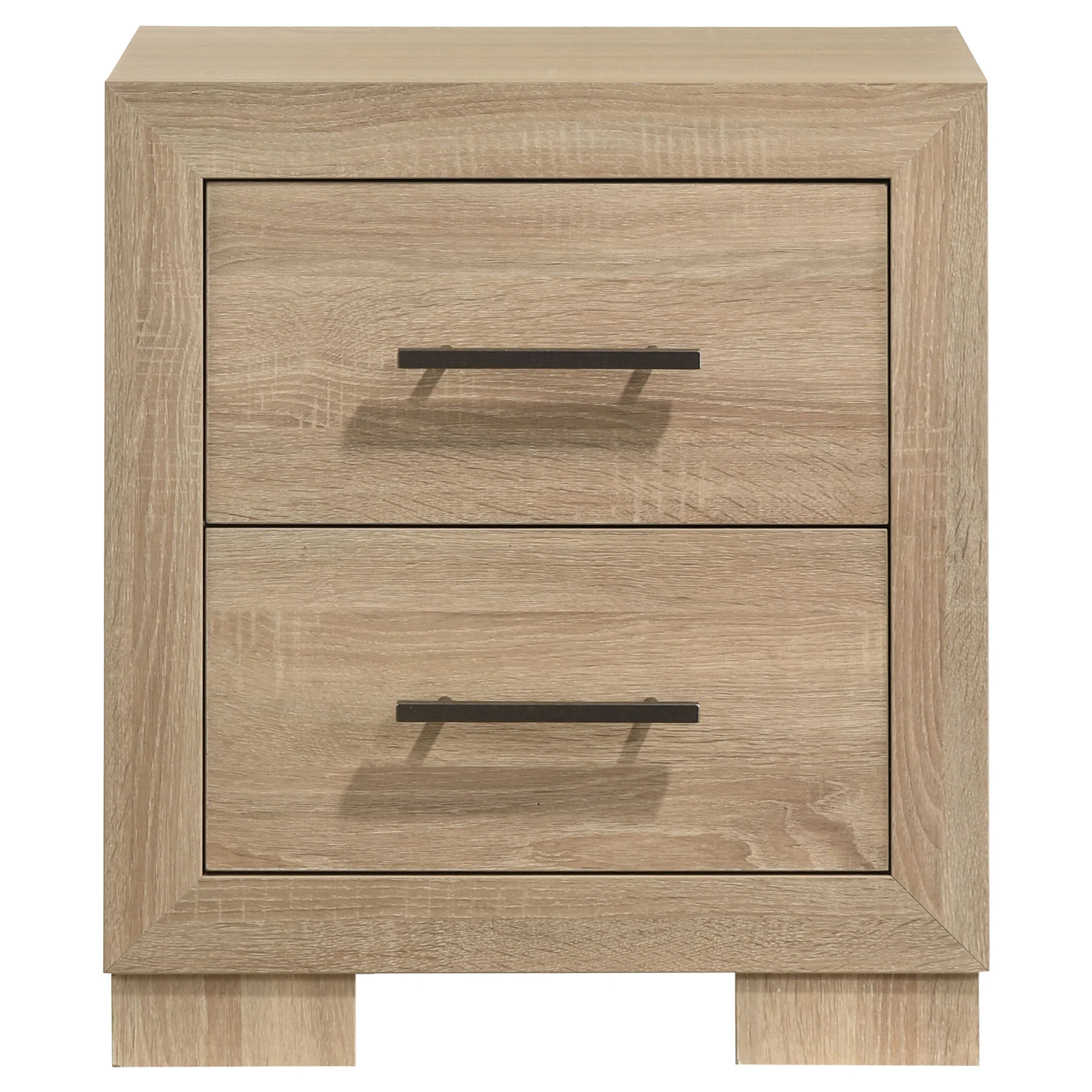 Arielle 2-drawer Bedroom Nightstand with Casters Light Oak