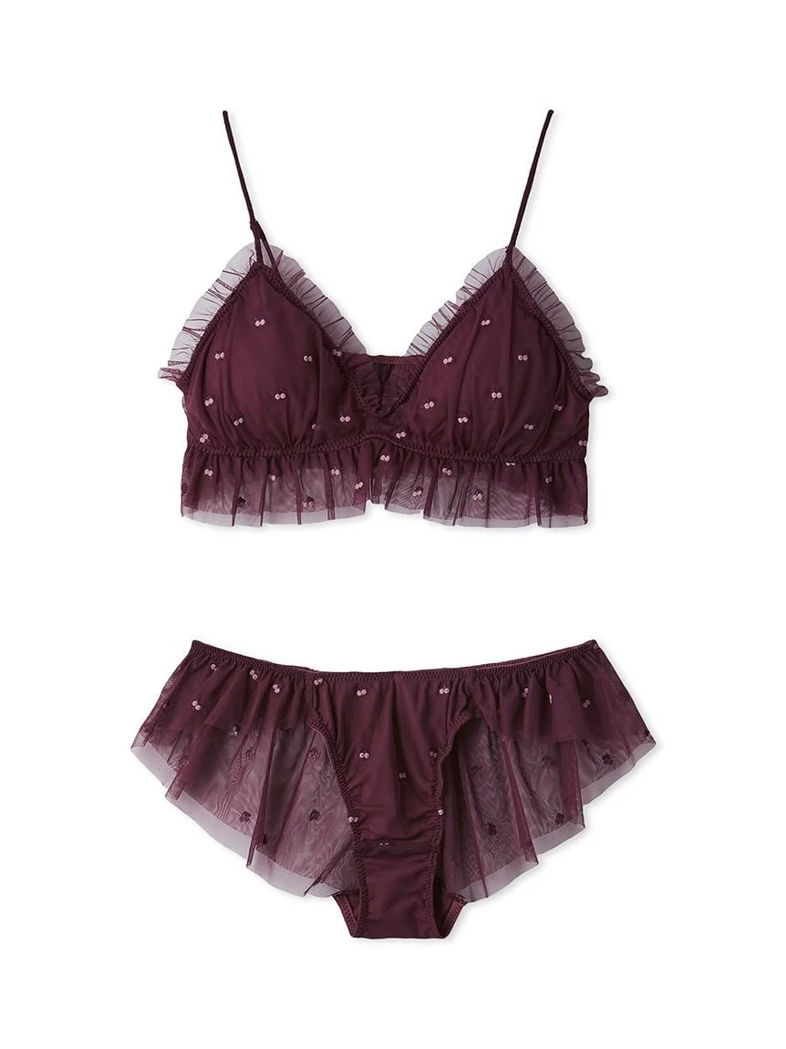 Cherry Tulle Bra & Underwear Set