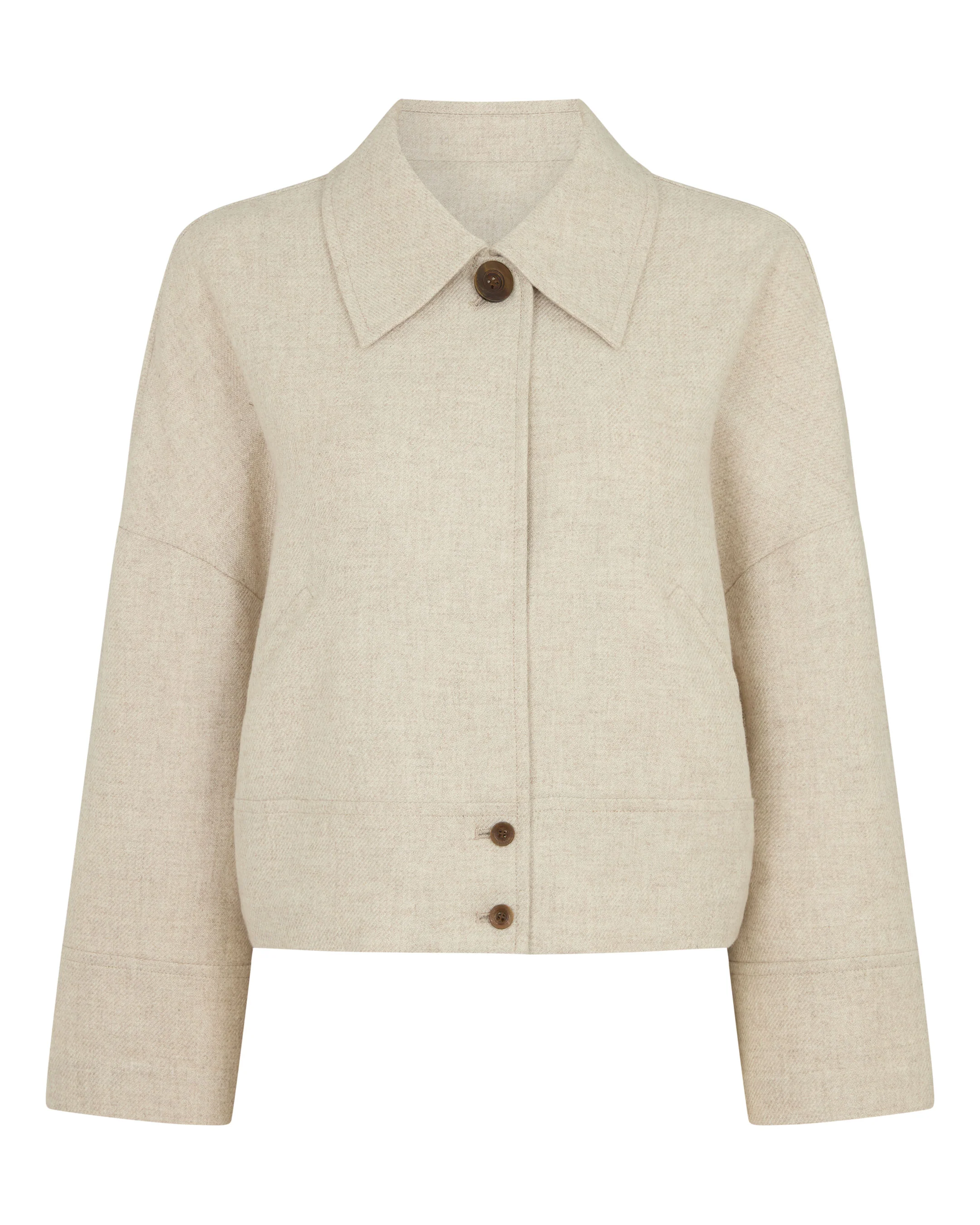 Women's Woven Cashmere Short Jacket Beige Brown