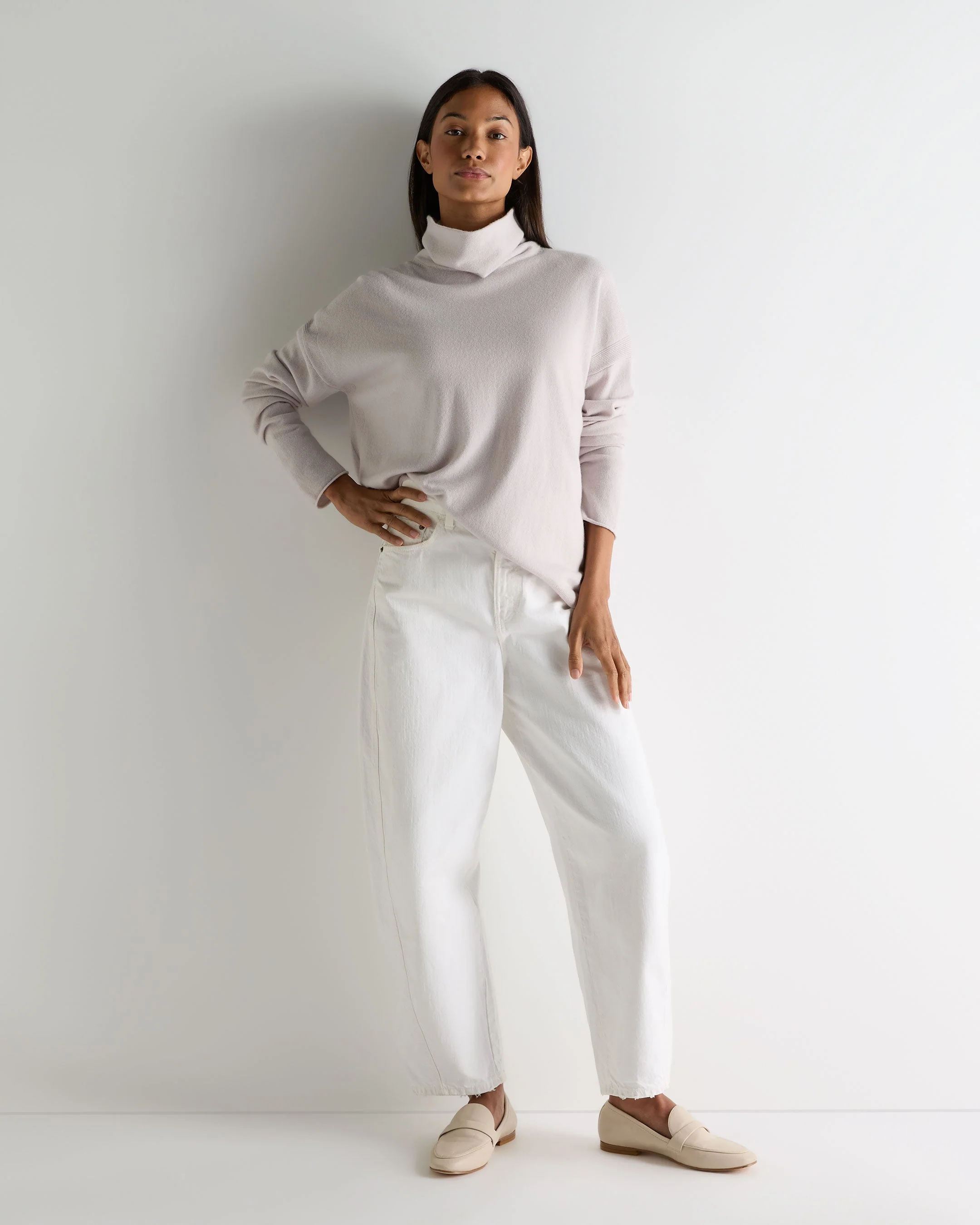 Women's Victoria Turtle Neck Cashmere Sweater Snow Grey