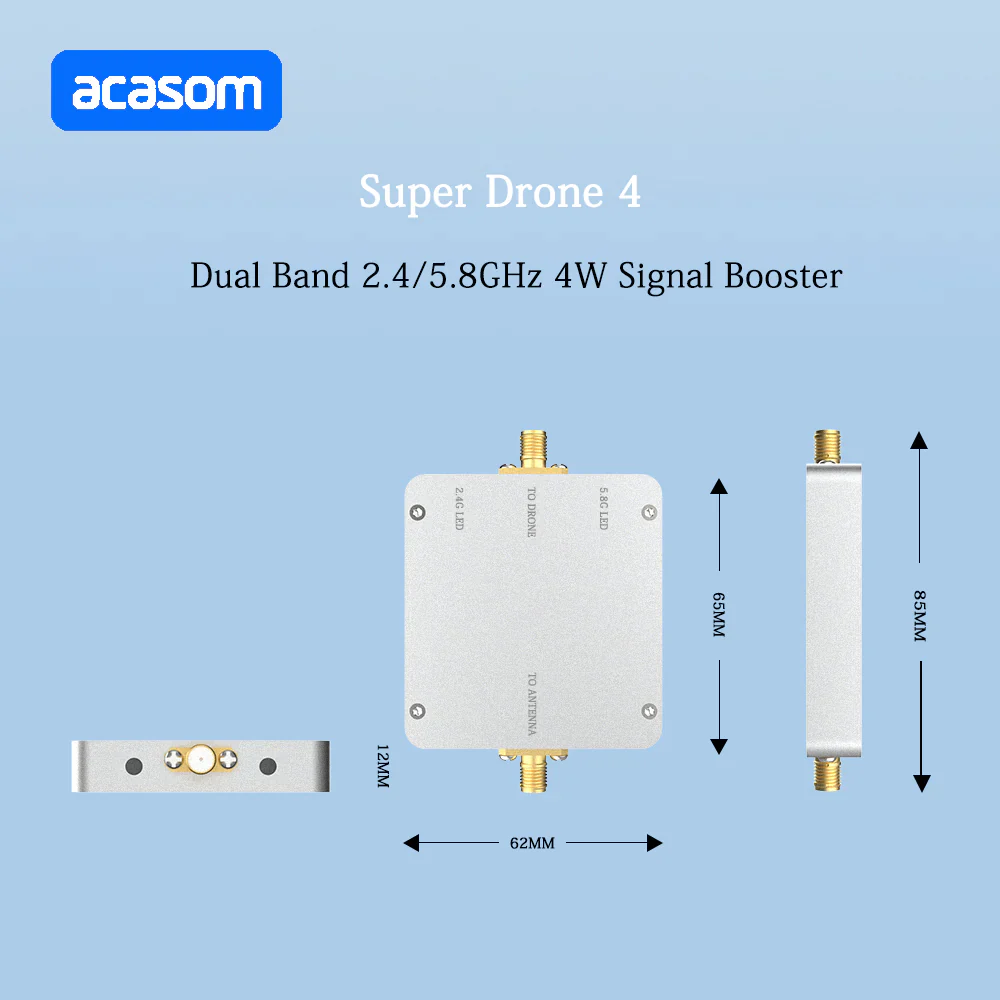 ACASOM 2.4G&5.8G 4W Dual Band Range Extender Amplifier Drone Signal Booster
