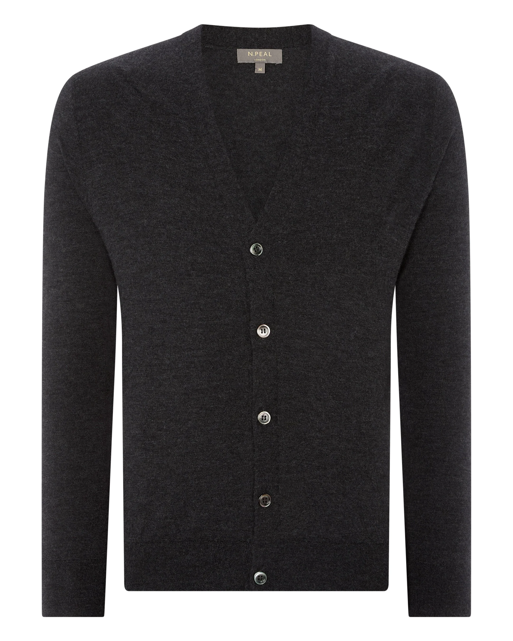 Men's Curzon Fine Gauge Cashmere Cardigan Dark Charcoal Grey