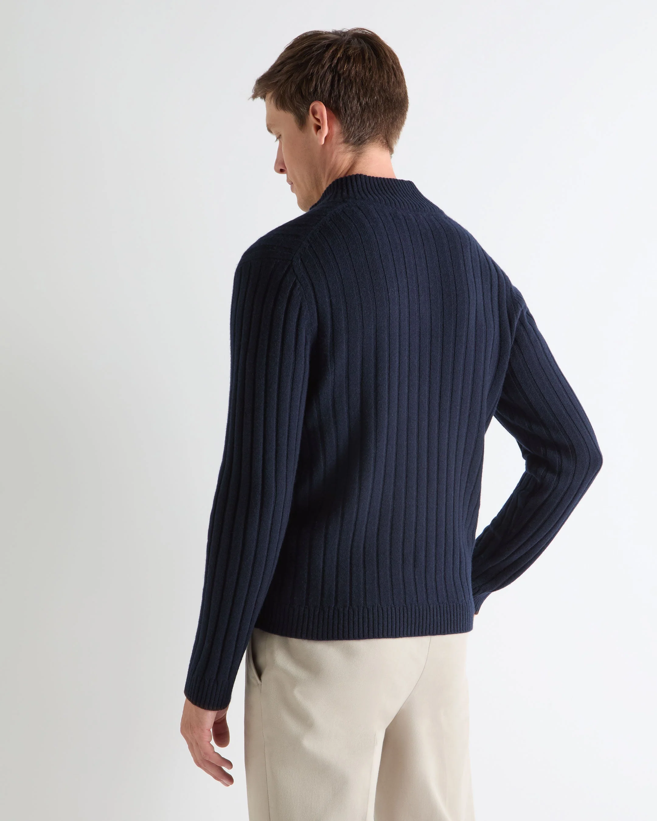 TUCCI RIB HALF BUTTON SWEATER Navy Blue