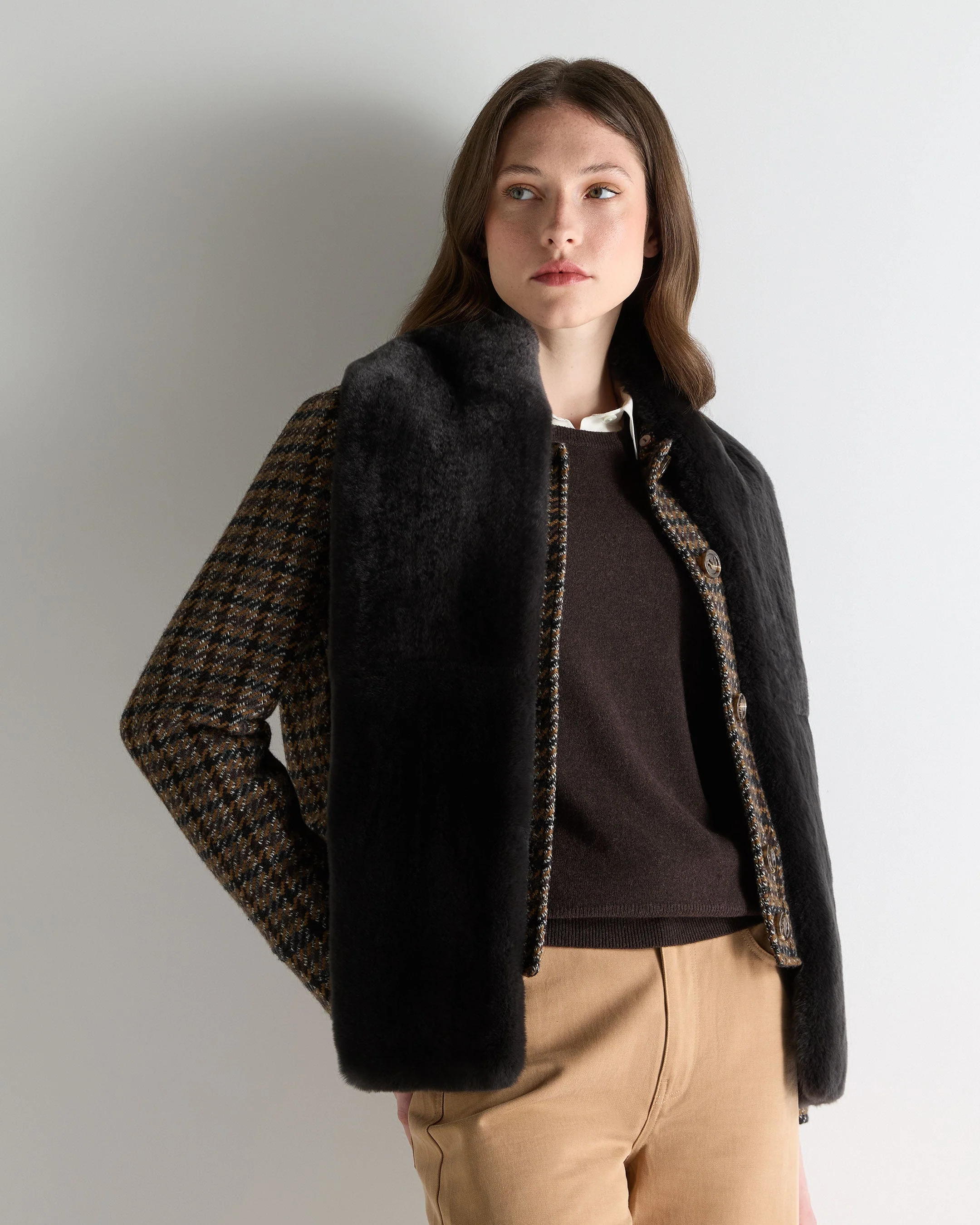 Unisex Long Fur Scarf Chocolate Brown