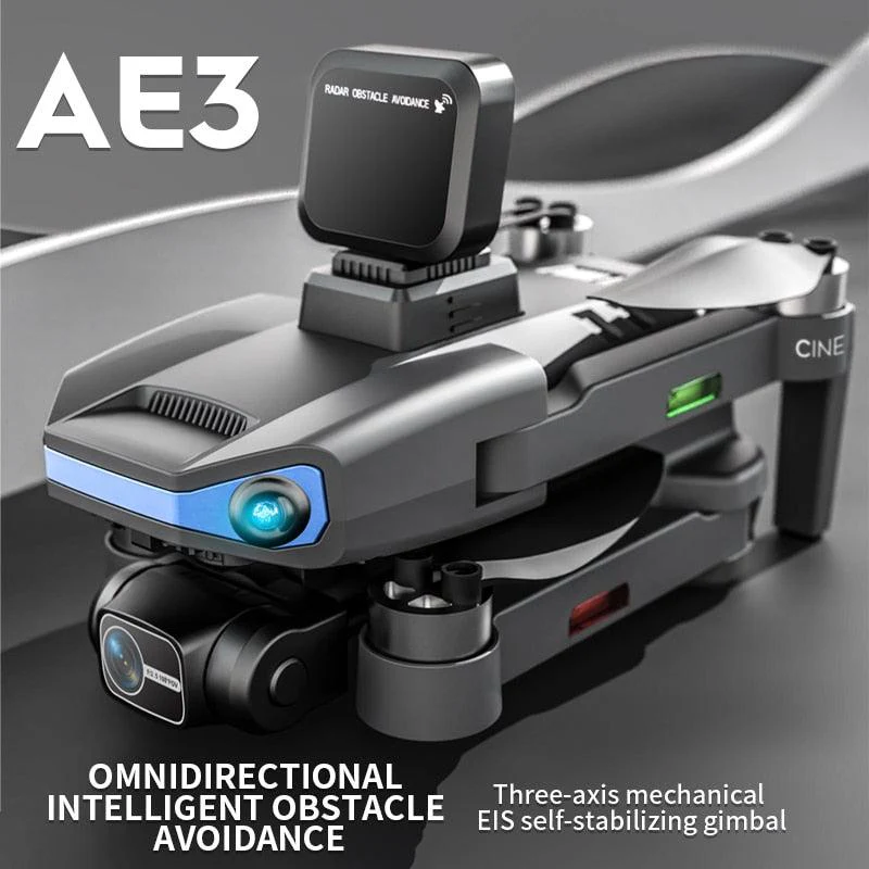 AE3 / AE3 PRO Max GPS Drone - 4K HD Dual Camera Professional Dron FPV EIS 3-Axis Gimbal Radar Obstacle Avoidance Quadcopter RC Toys Professional Camera Drone