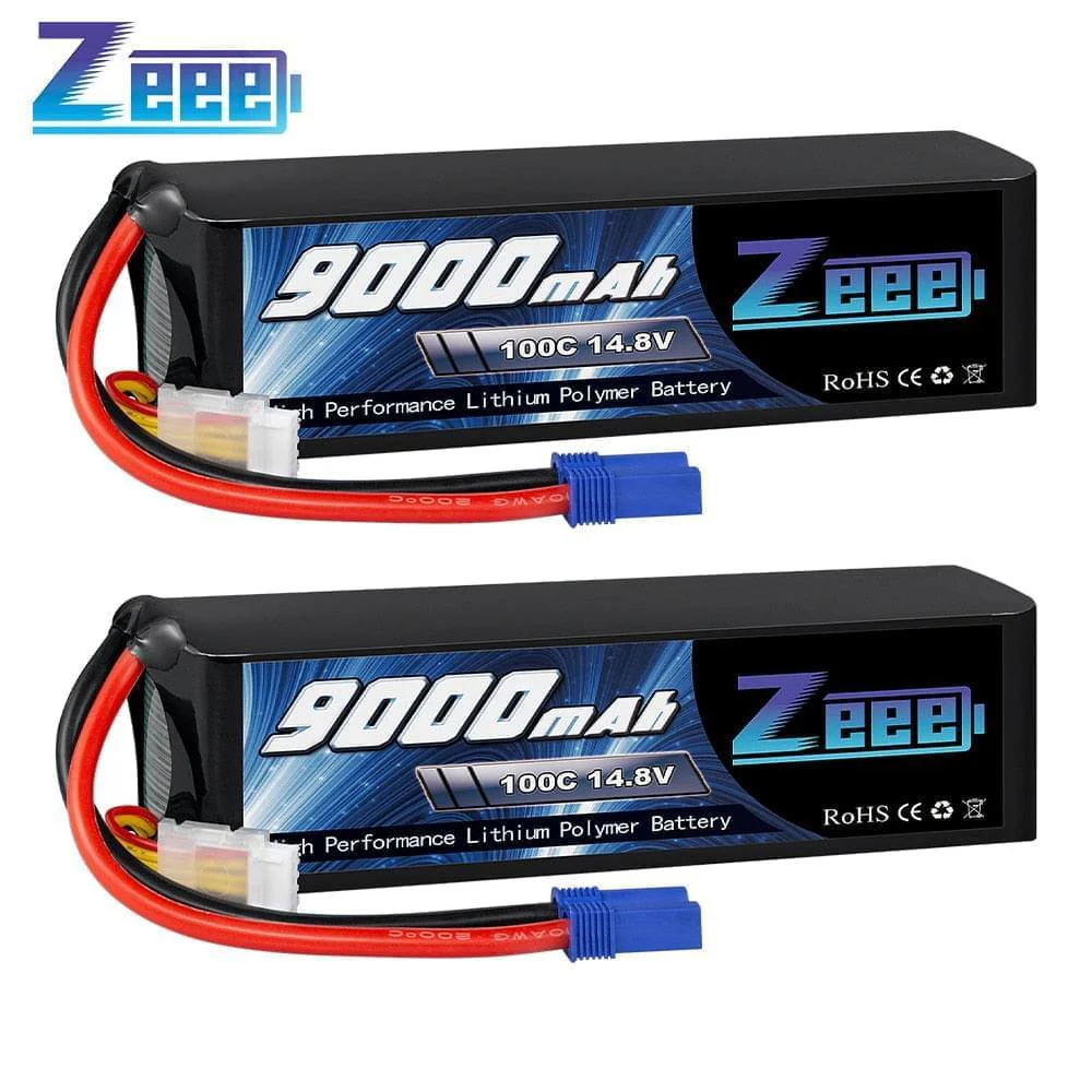 1/2units Zeee 14.8V Lipo Battery - 4S 100C 9000mAh Battery EC5 Connector with Metal Plates for RC Drone Car Truck Tank RC Models FPV Drone Battery