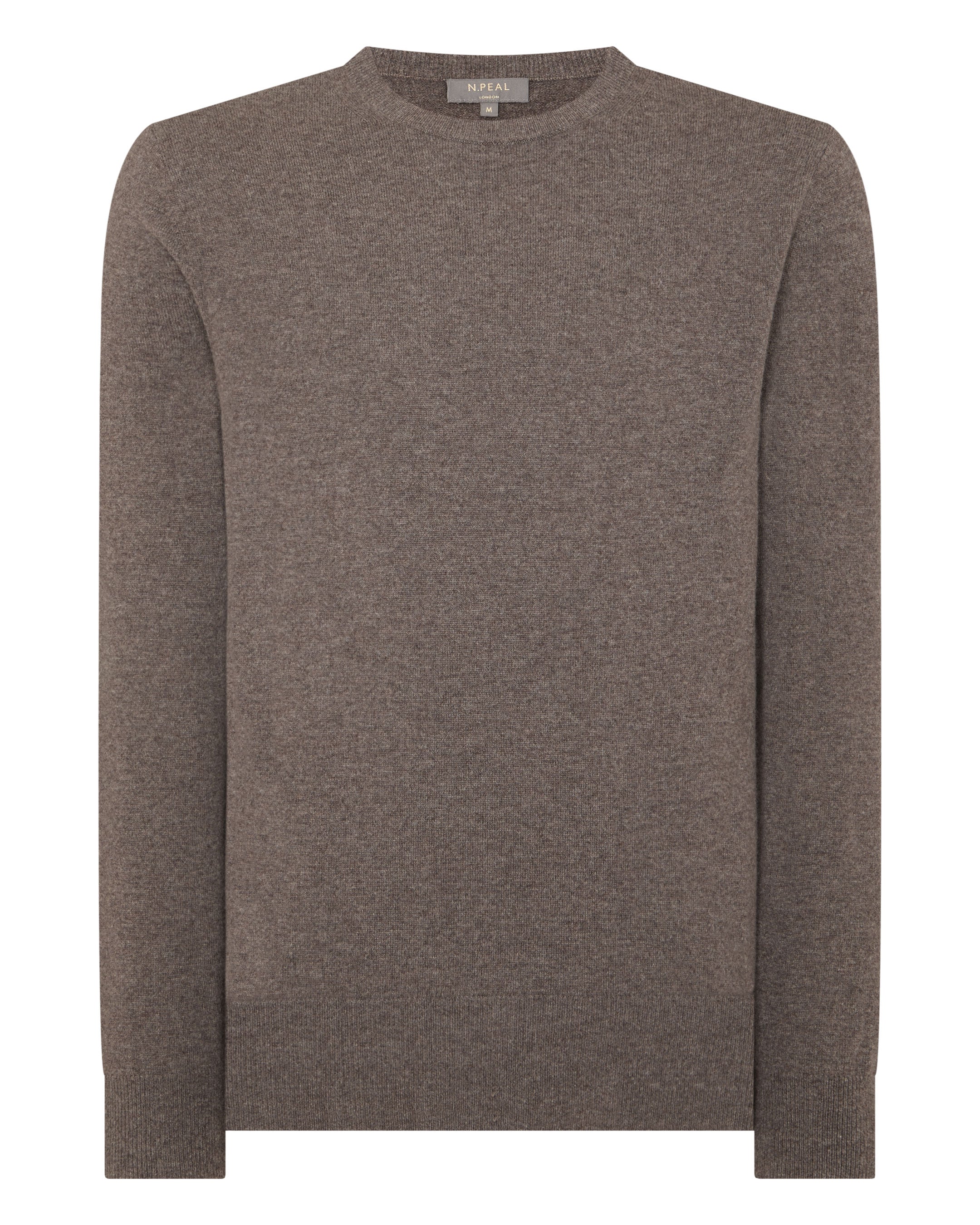 Men's Oxford Round Neck Cashmere Sweater Otter Brown