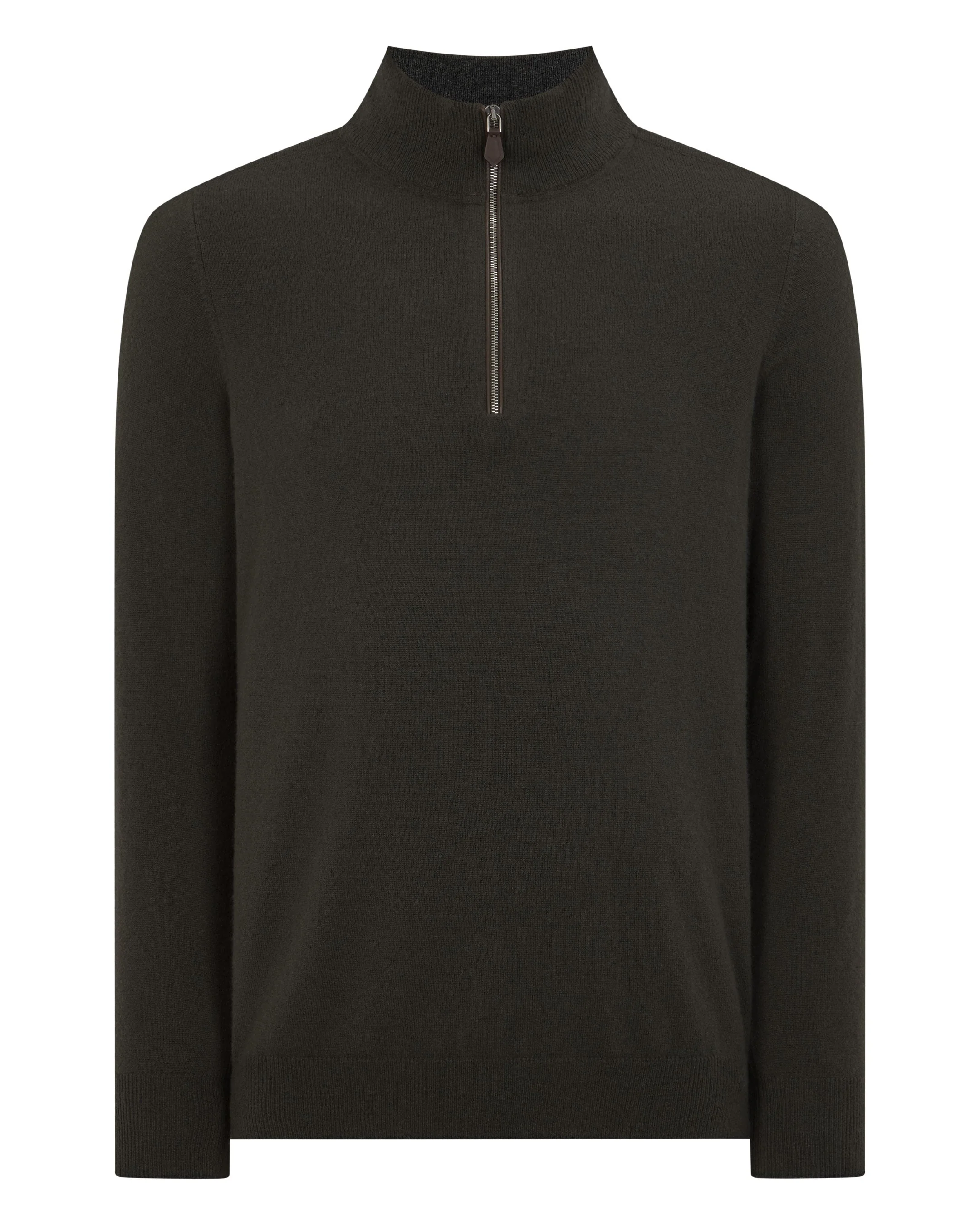 Men's Carnaby Half Zip Cashmere Jumper Arabica Khaki Green