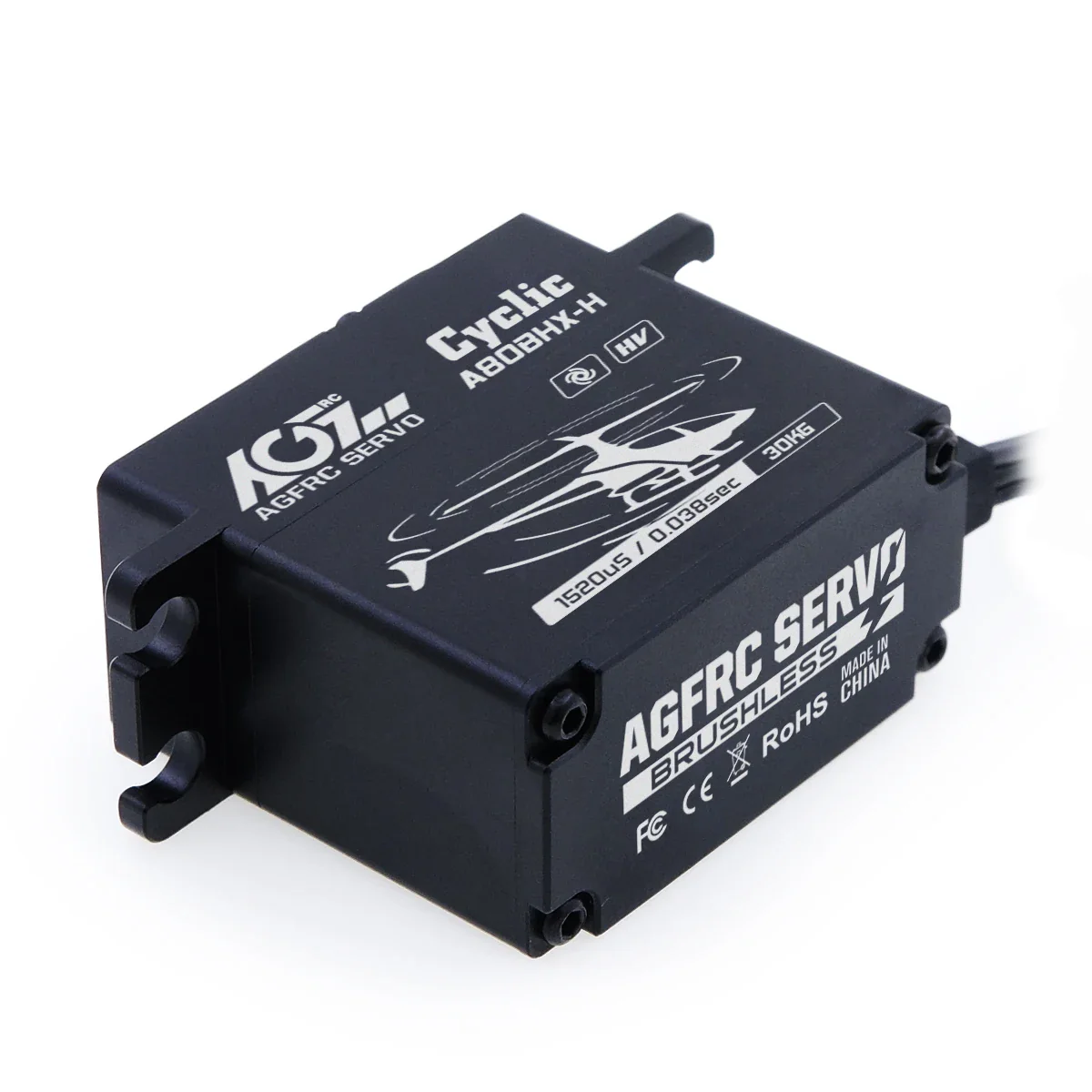 AGFRC A80BHX-H - 30KG 0.038Sec 25T Aluminum Case  High Torque HV Brushless Cyclic Servo For 570-800 Class Helicopter Swash Plate