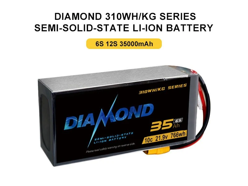 Diamond 21.9V 6S 35000mAh 10C Semi Solid State Li-ion Battery - 35Ah 766WH 310WH/KG High Density Lithium Battery for UAV Drone