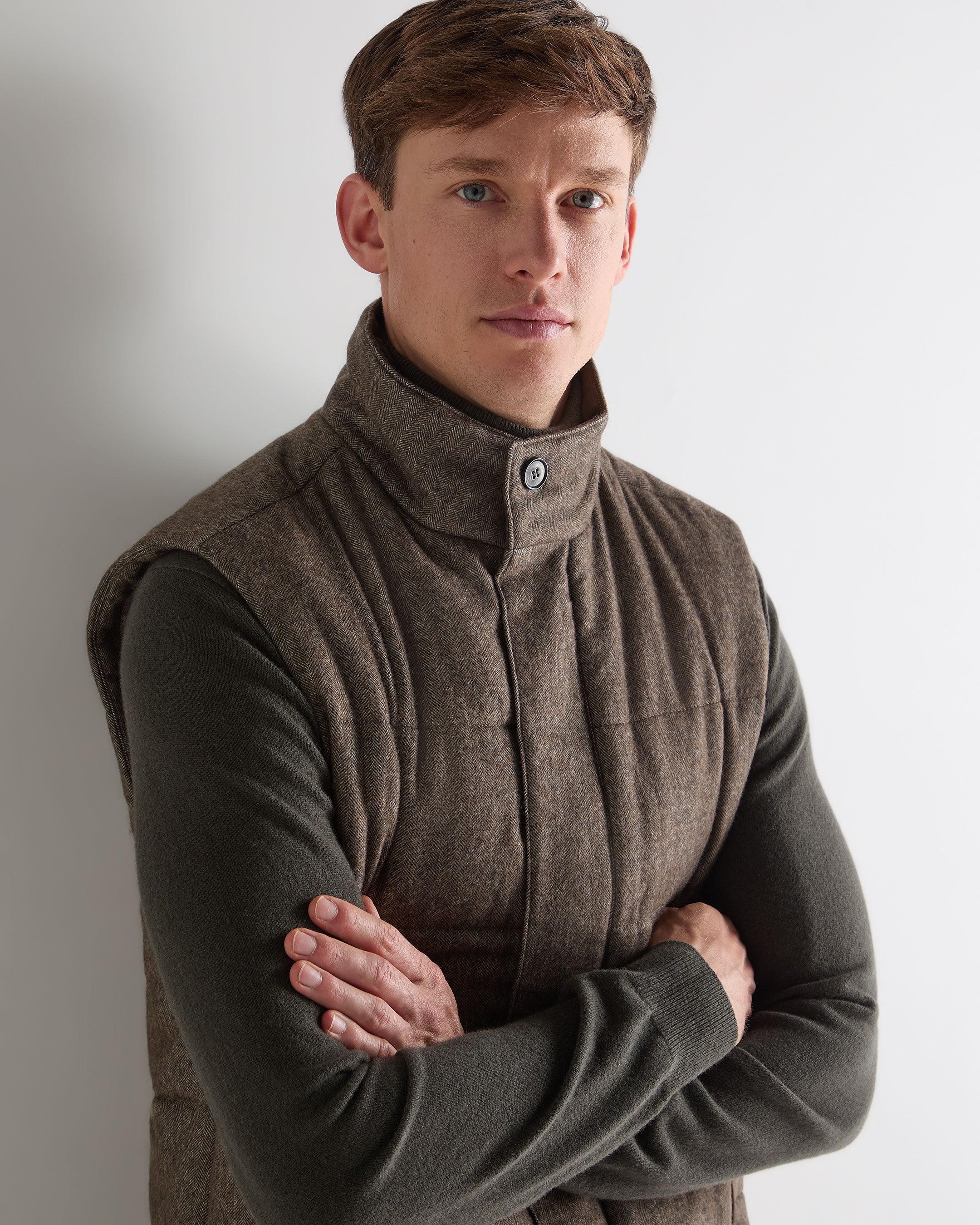 Men's Vancouver Herringbone Gilet Brown