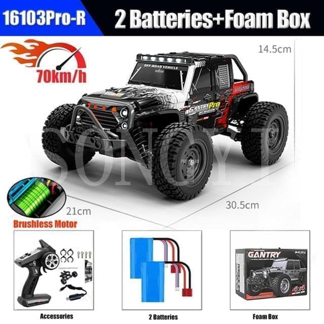 1:16 50KM/H Or 70KM/H 4WD RC Car LED Headlights 2.4G Waterproof Remote Control Cars High Speed Drift Monster Truck for Kids Toy