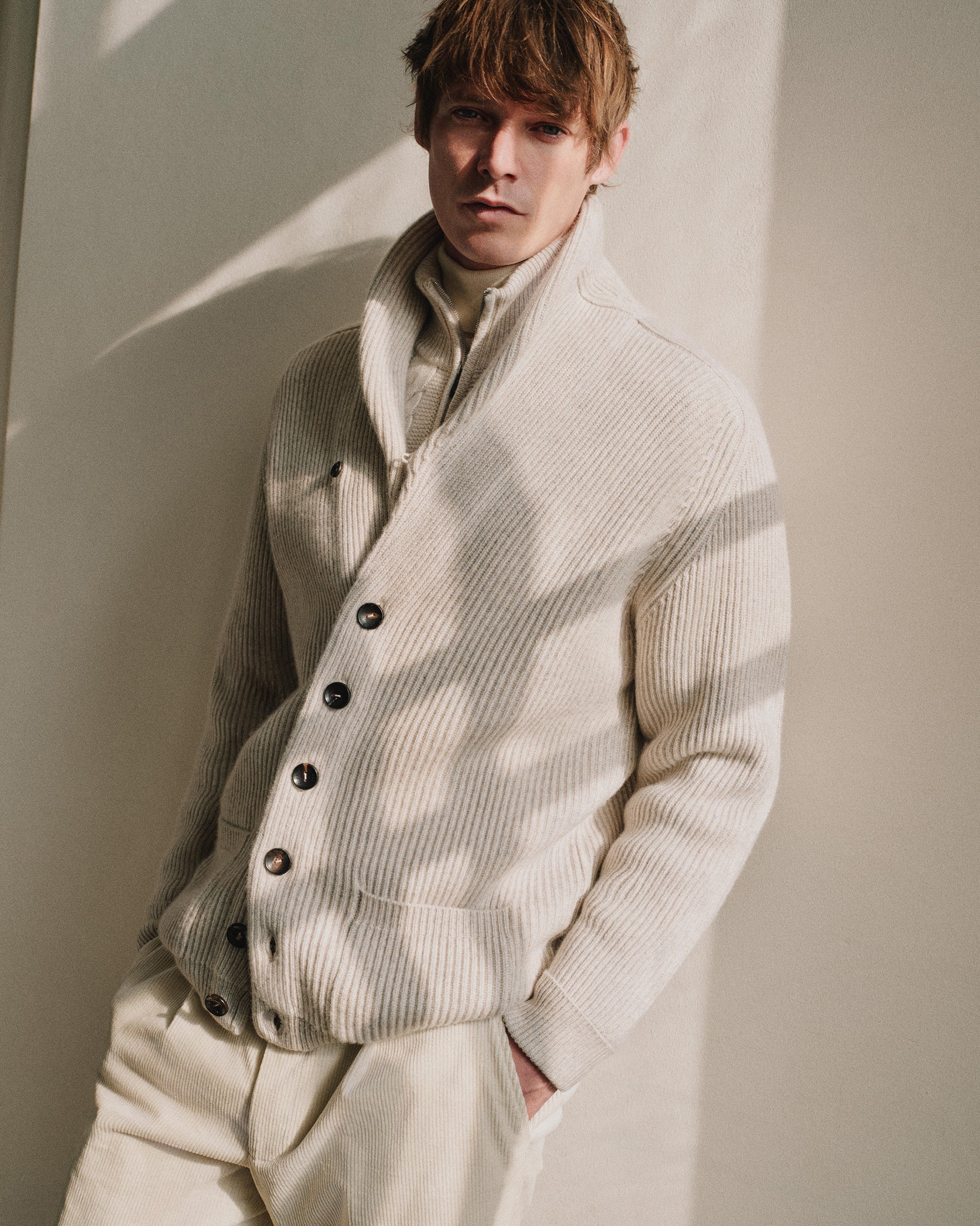 Men's Kensington Cashmere Cardigan Ash Grey Marl