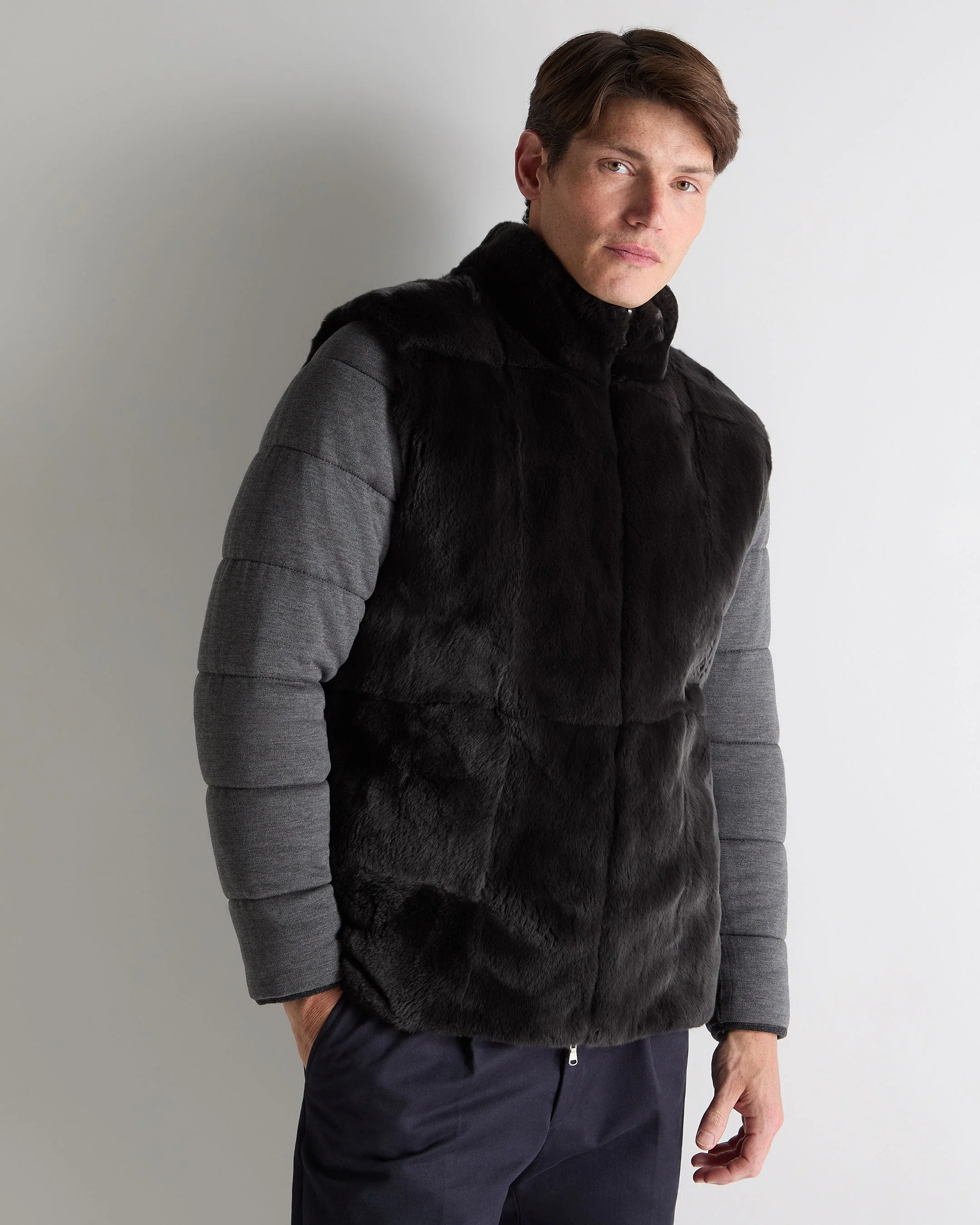 Men's Whistler Fur Quilted Cashmere Jacket Deep Charcoal Grey