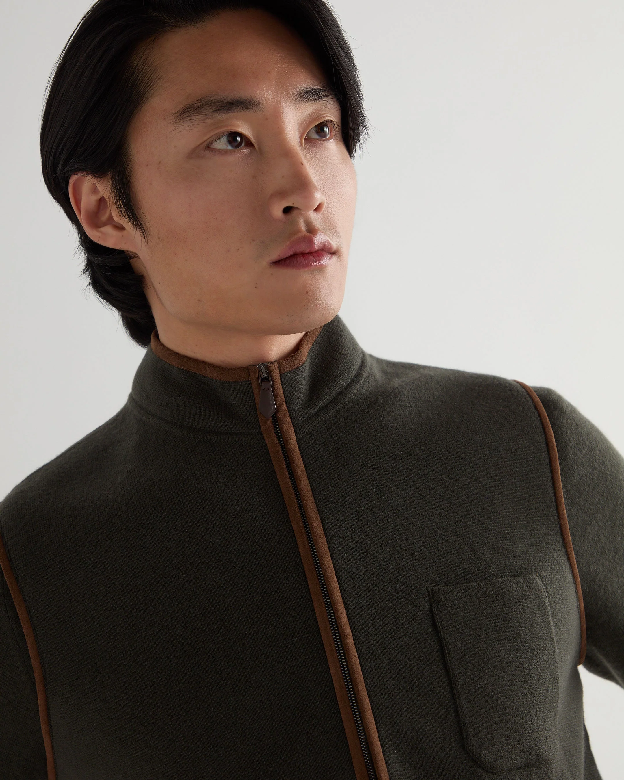 Men's Shaftesbury Cashmere Gilet Arabica Khaki Green