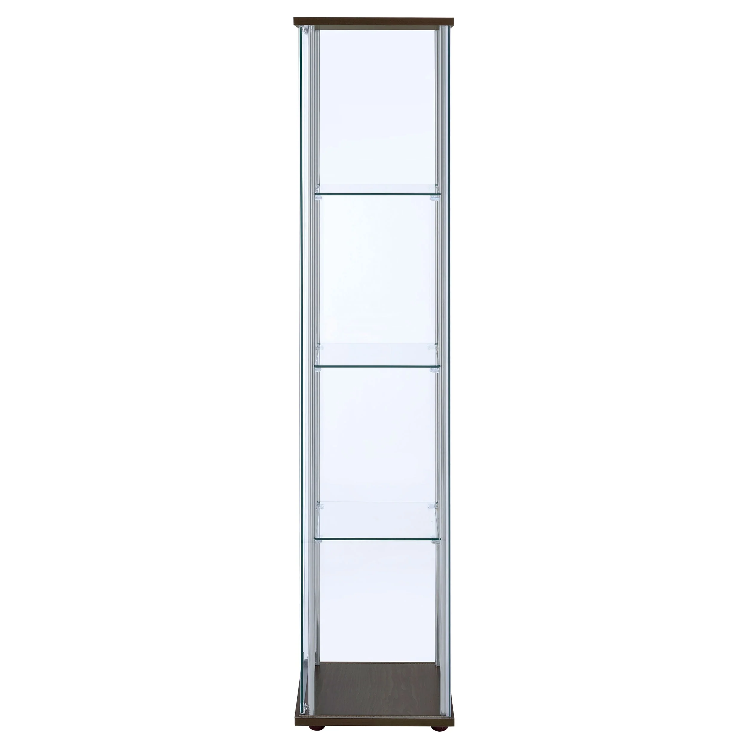 Bellatrix 4-shelf Clear Glass Curio Cabinet Cappuccino