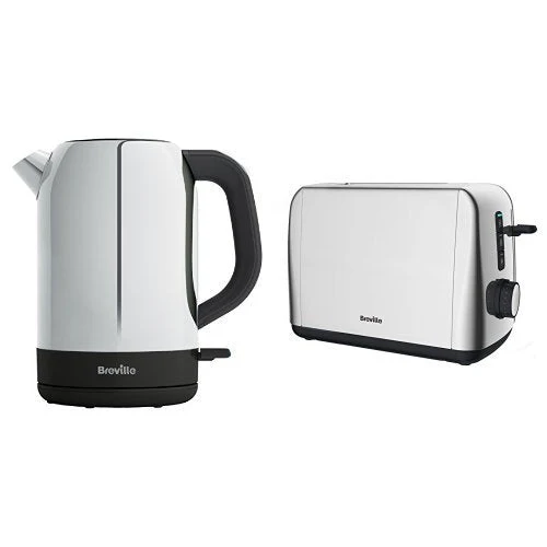 Breville VKJ982 Stainless Steel Kettle and VTT548 Stainless Steel Toaster Package for 220-240 Volts