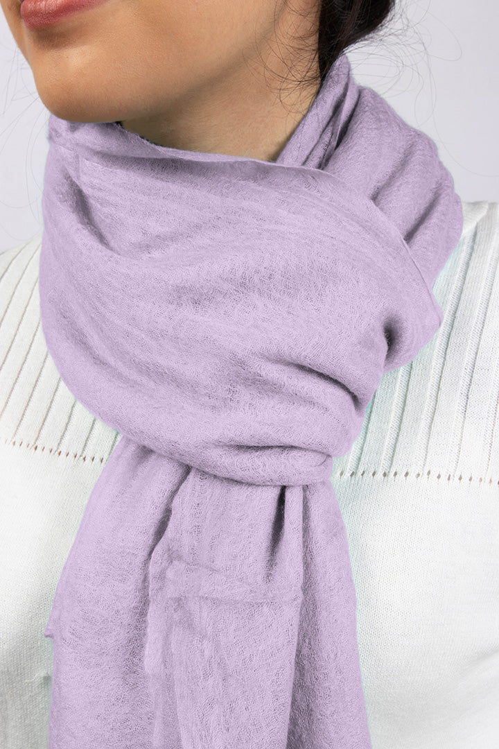 Handwoven Pure Cashmere Scarf Shawl in Lilac