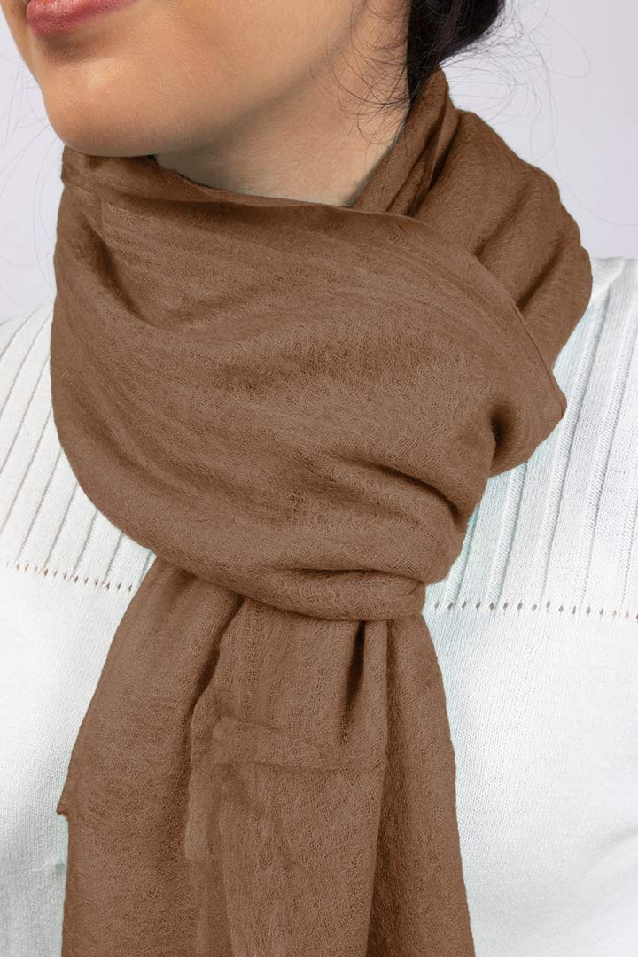 Handwoven Tawny Brown Cashmere Scarf Shawl Wrap