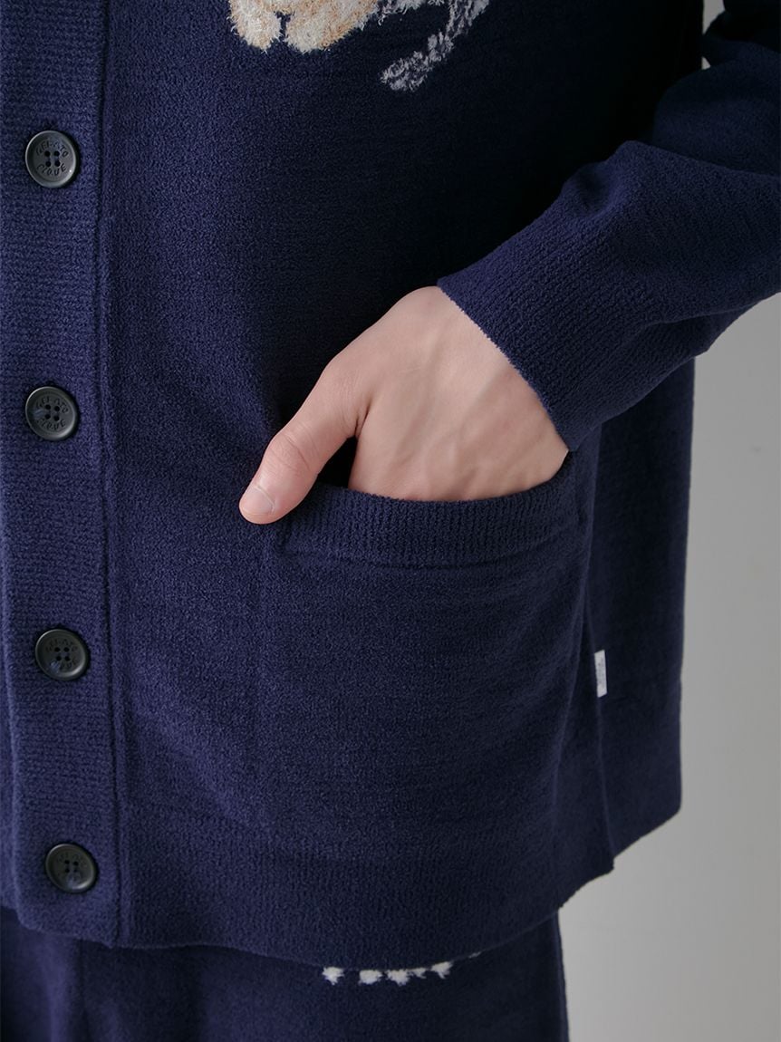 Mens Sleeping Cat Jacquard Cardigan