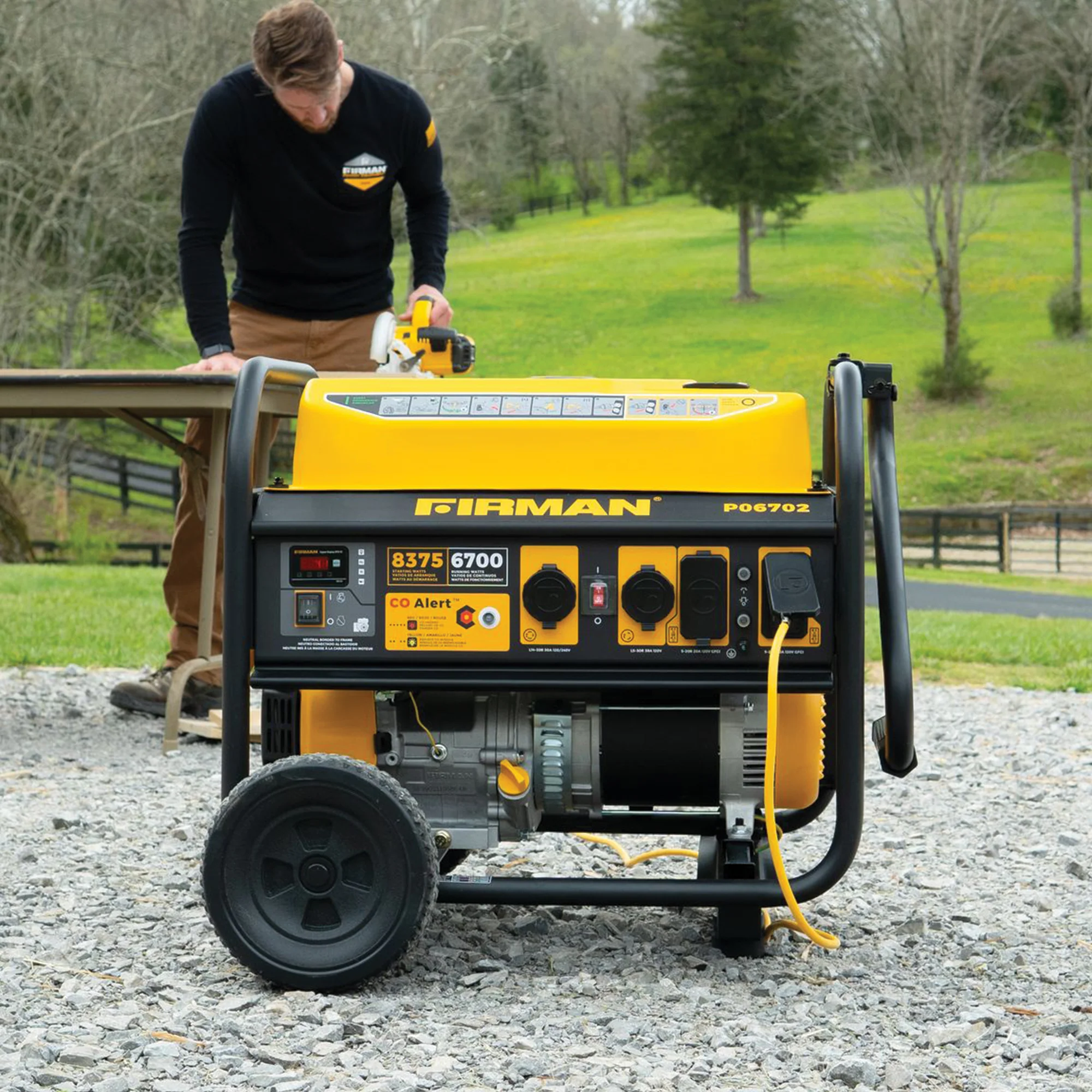 Gas Portable Generator 8375W Recoil Start 120/240V With CO Alert