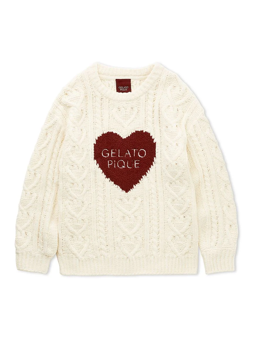 Heart Aran Pullover Sweater