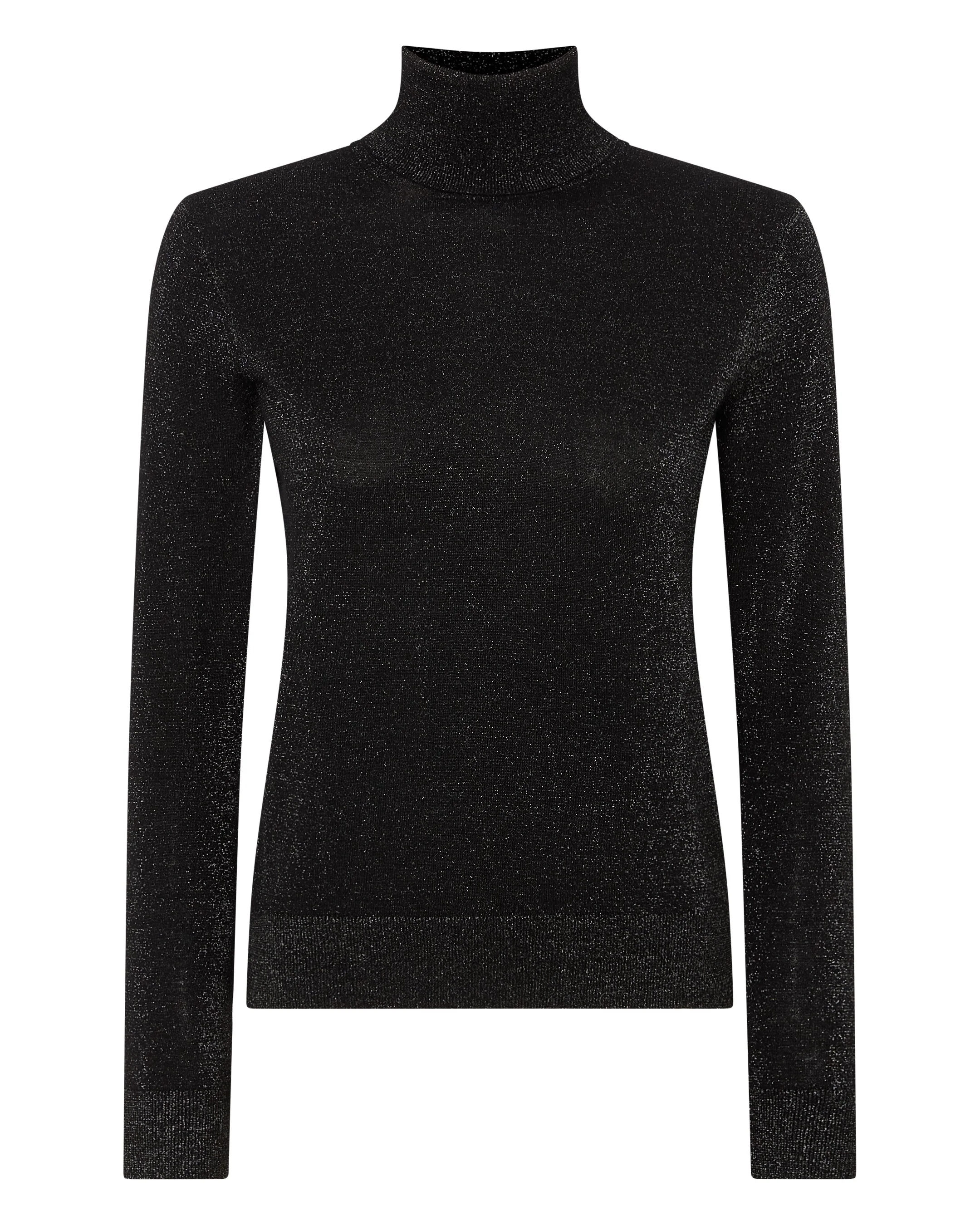 Women's Margot Superfine Cashmere Turtle Neck Sweater With Lurex Black Sparkle